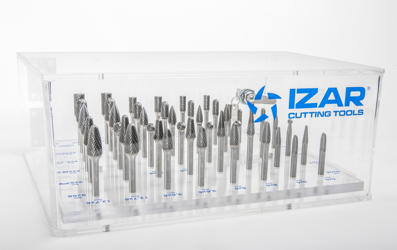 JUEGO FRESAS ROTATIVAS METAL DURO - 9200 - EXPO 48 PCS. 6x6 / 8x6 / 9,6x6 / 12,7x6 mm DENT. 6 (Ref. 9260-51-54-58-67-68)