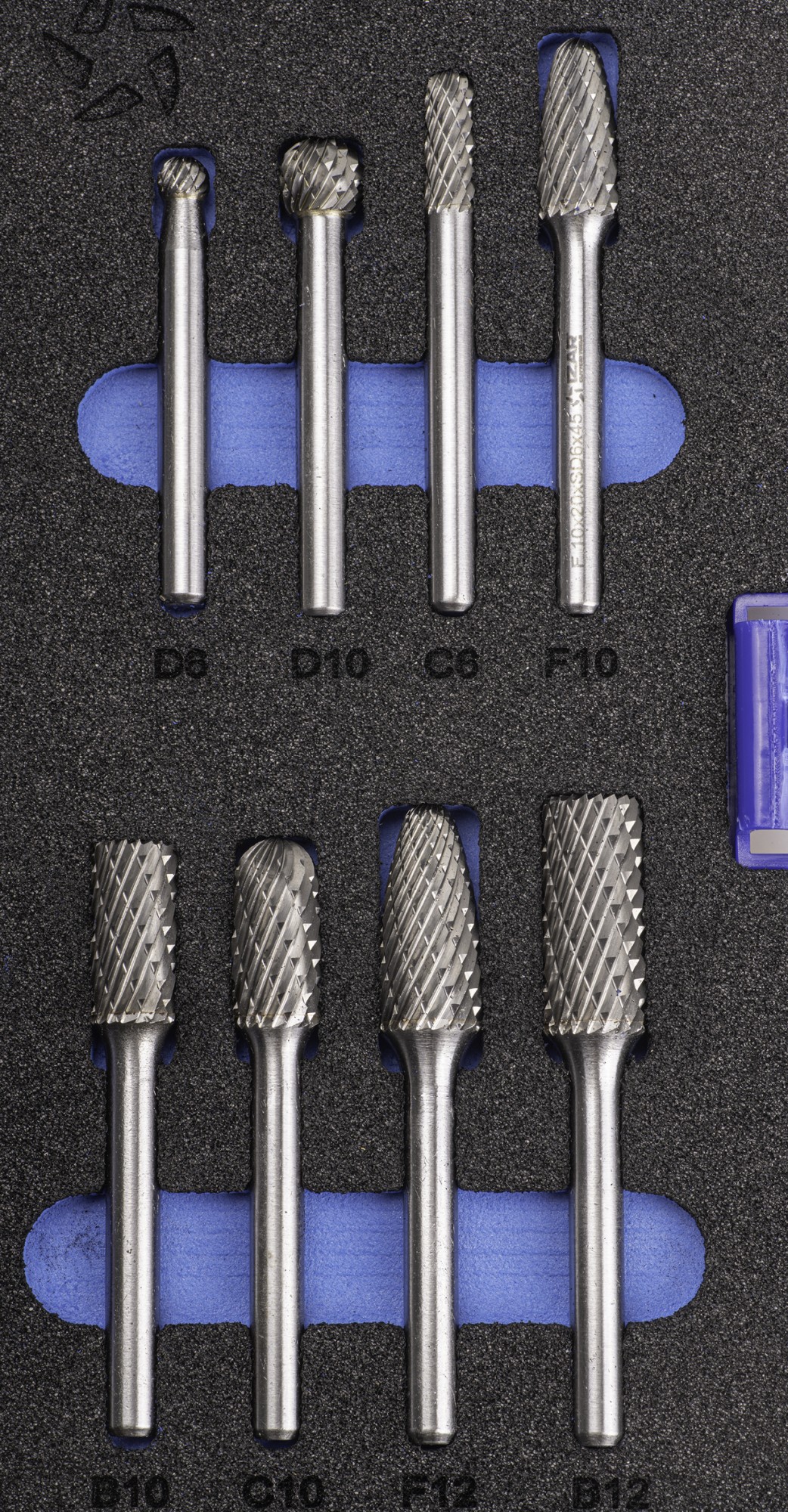 JUEGO FRESAS ROTATIVAS METAL DURO - 9201 - SET 08 PCS (D-C-F-B)