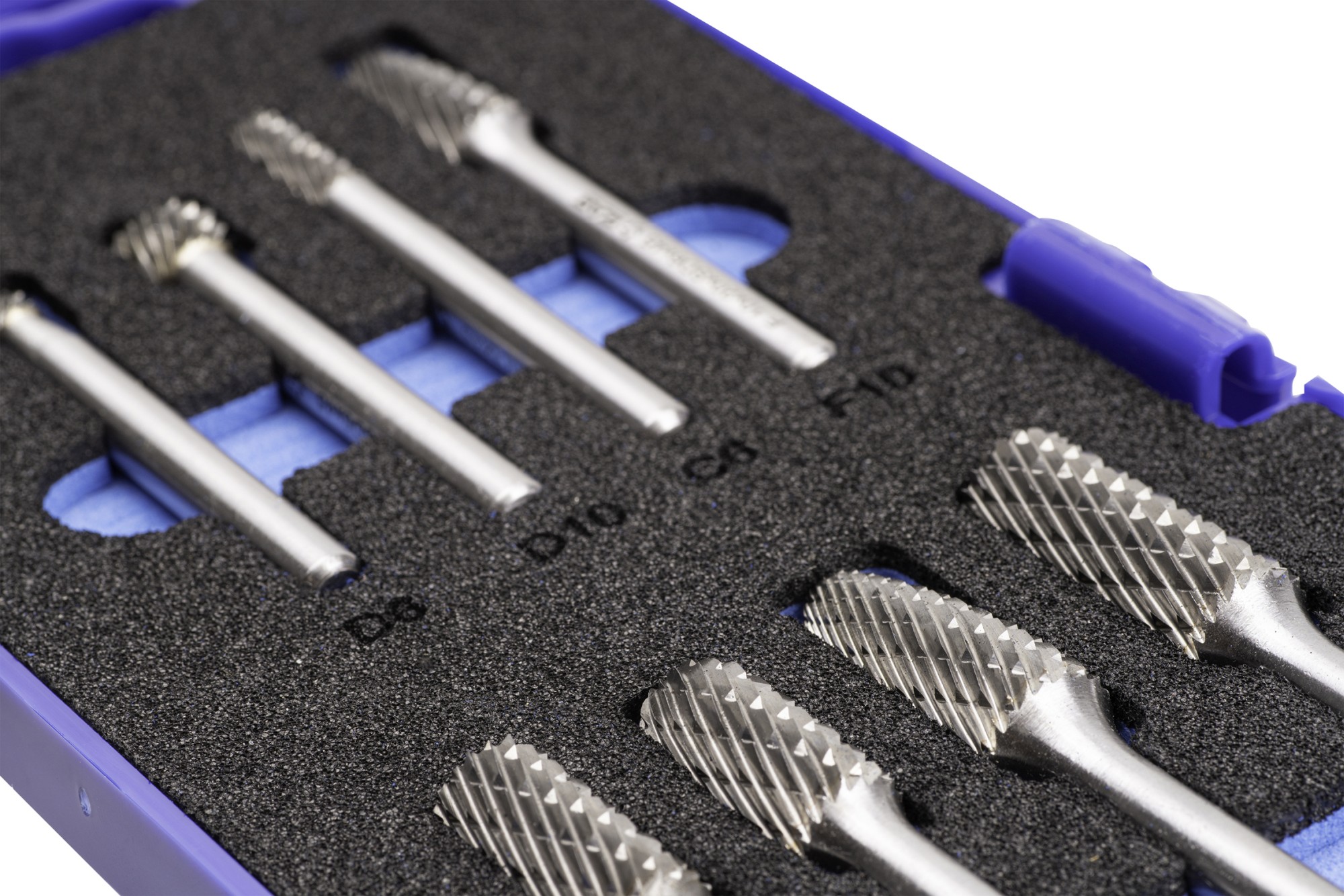 JUEGO FRESAS ROTATIVAS METAL DURO - 9201 - SET 08 PCS (D-C-F-B)