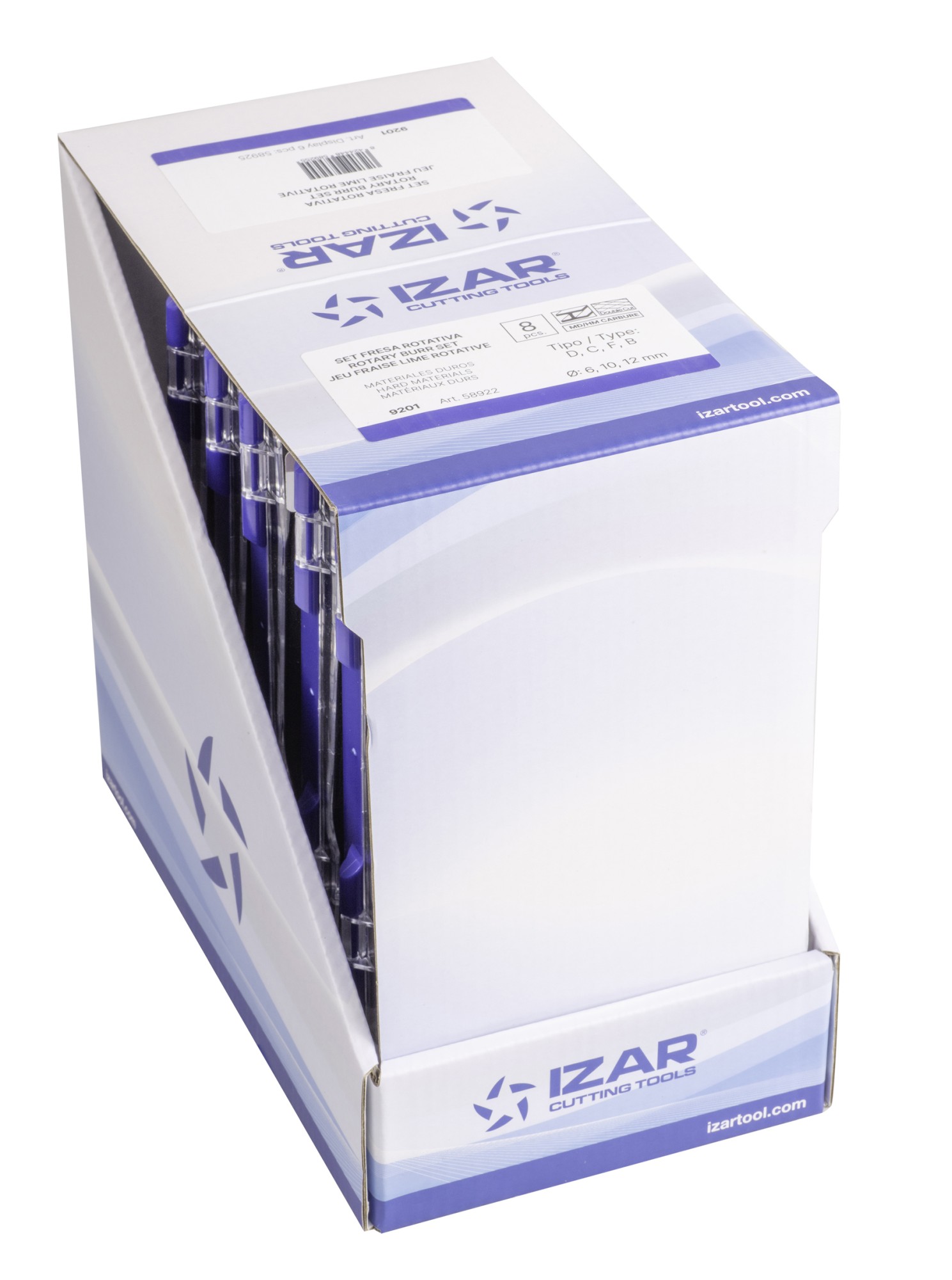 JUEGO FRESAS ROTATIVAS METAL DURO - 9201 - EXPO 6 SETS 08 PCS (D-C-F-B)