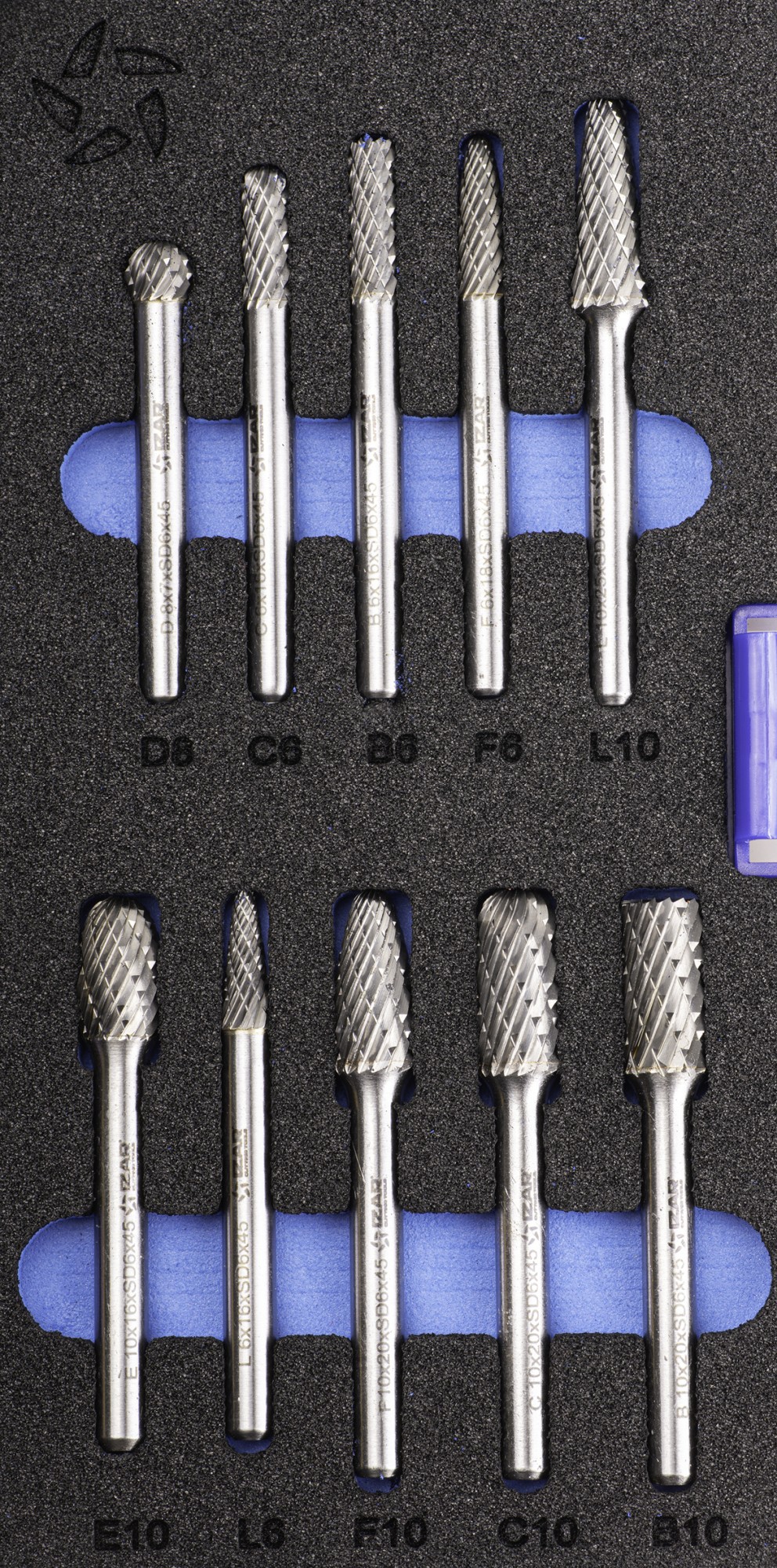 JUEGO FRESAS ROTATIVAS METAL DURO - 9201 - SET 10 PCS (L-F-B-C-E/D)