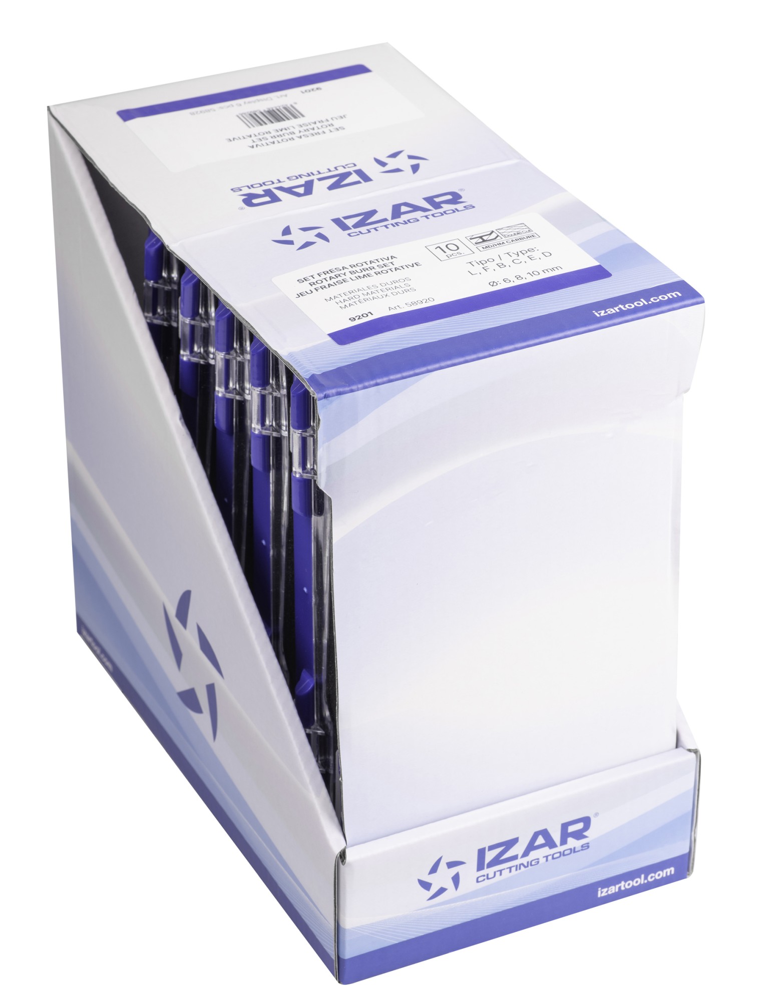 JUEGO FRESAS ROTATIVAS METAL DURO - 9201 - EXPO 6 SETS 10 PCS (L-F-B-C-E/D)