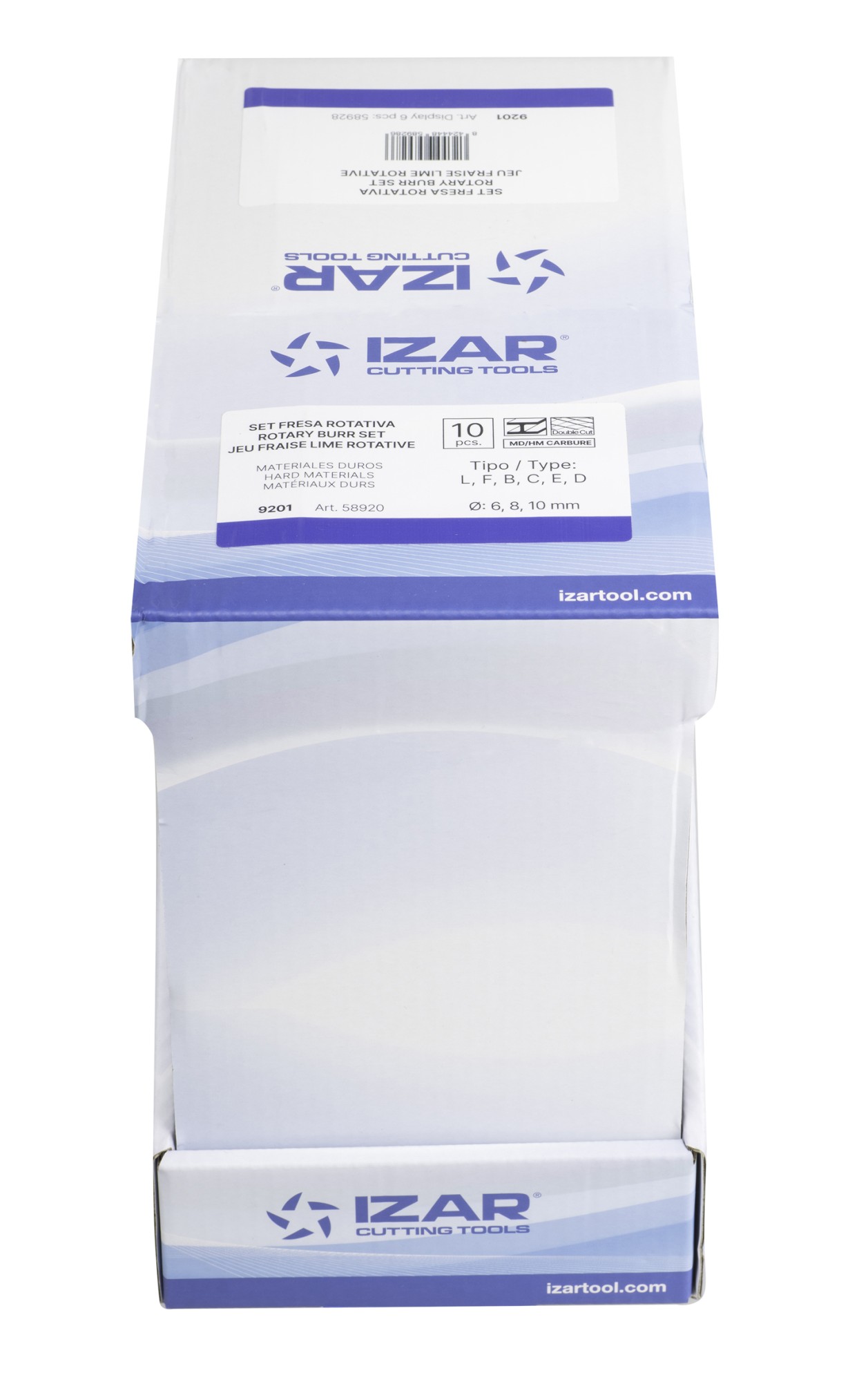 JUEGO FRESAS ROTATIVAS METAL DURO - 9201 - EXPO 6 SETS 10 PCS (L-F-B-C-E/D)