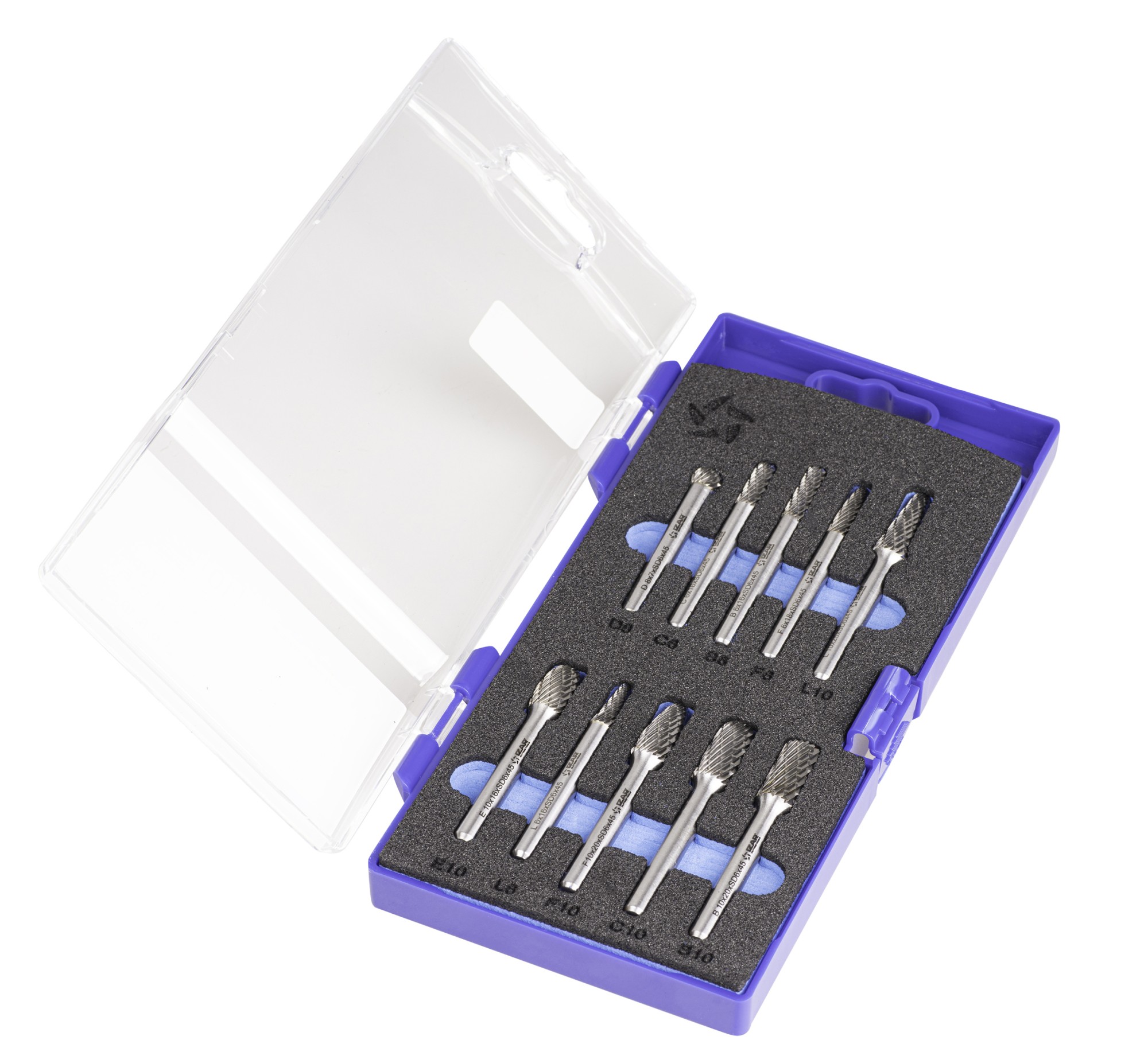 JUEGO FRESAS ROTATIVAS METAL DURO - 9201 - SET 10 PCS (L-F-B-C-E/D)