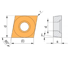 REF. 8500 PLAQUITA INTERCAMBIABLE TORNEADO CCMT 80º POSITIVA