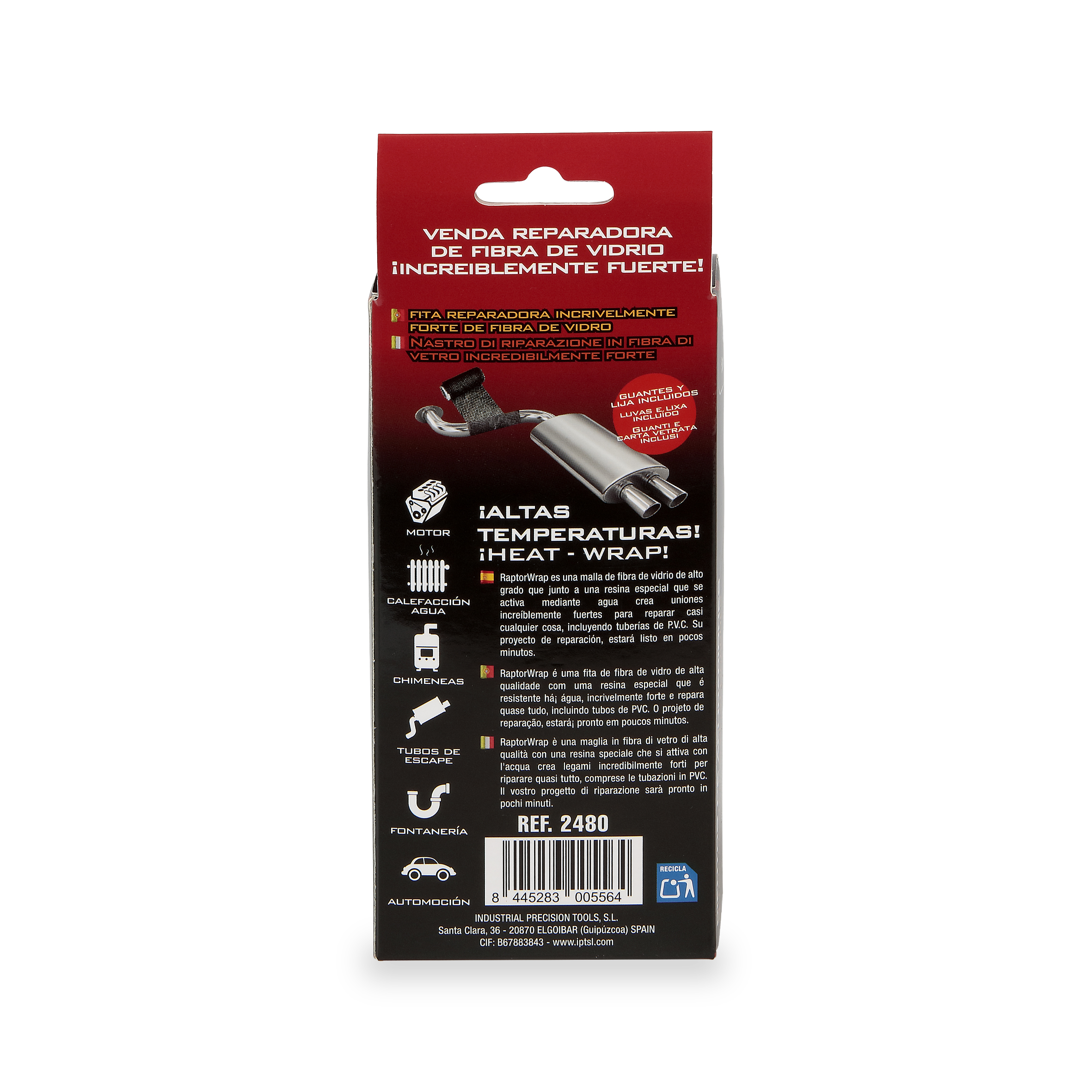 CINTA REPARADORA DE FIBRA DE VIDRIO HEAT ALTAS TEMPERATURA 5 X 200 CM