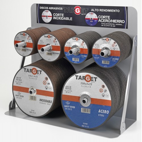 EXPOSITOR DISCOS ABRASIVOS CORTE ACERO / HIERRO / INOXIDABLE