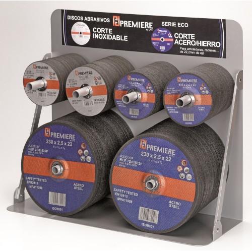 EXPOSITOR DISCOS ABRASIVOS CORTE ACERO / HIERRO / INOXIDABLE