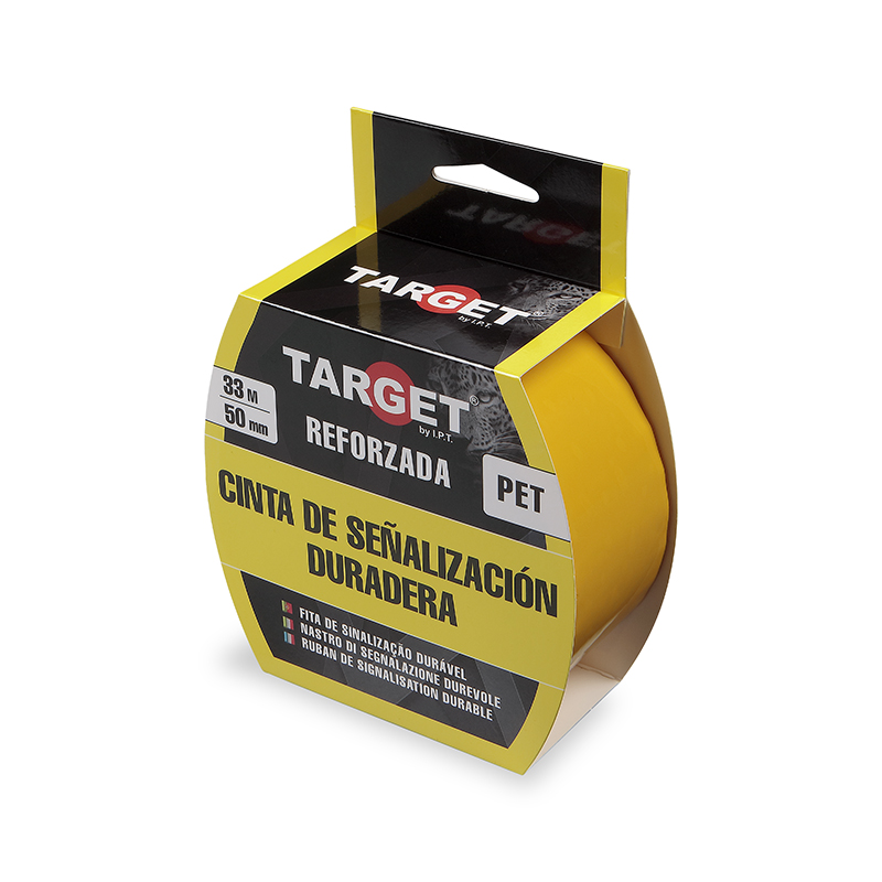 Cinta adhesiva de señalización duradera amarilla de 33 m x 50 mm