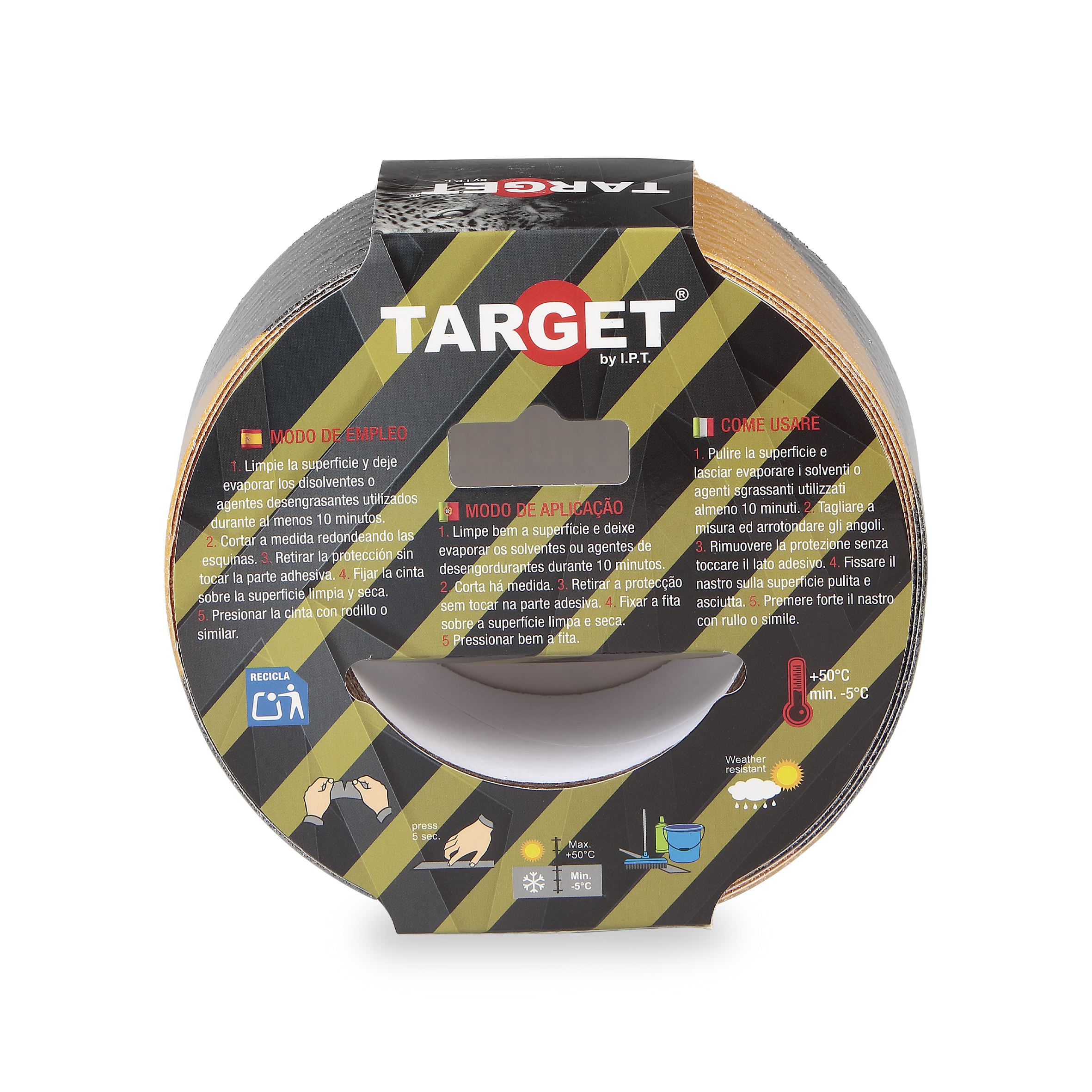 CINTA ADHESIVA ANTIDESLIZANTE NEGRA/AMARILLA DE 10M X 50mm