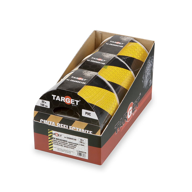 CINTA REFLECTANTE AMARILLA/NEGRA 33MX100mm