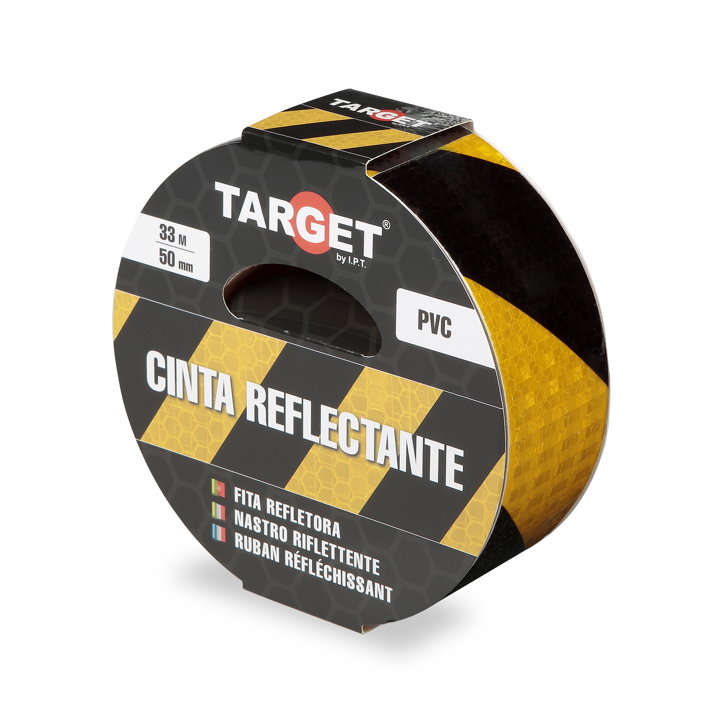 CINTA ADHESIVA REFLECTANTE AMARILLA/NEGRA DE 33 M X 50 MM