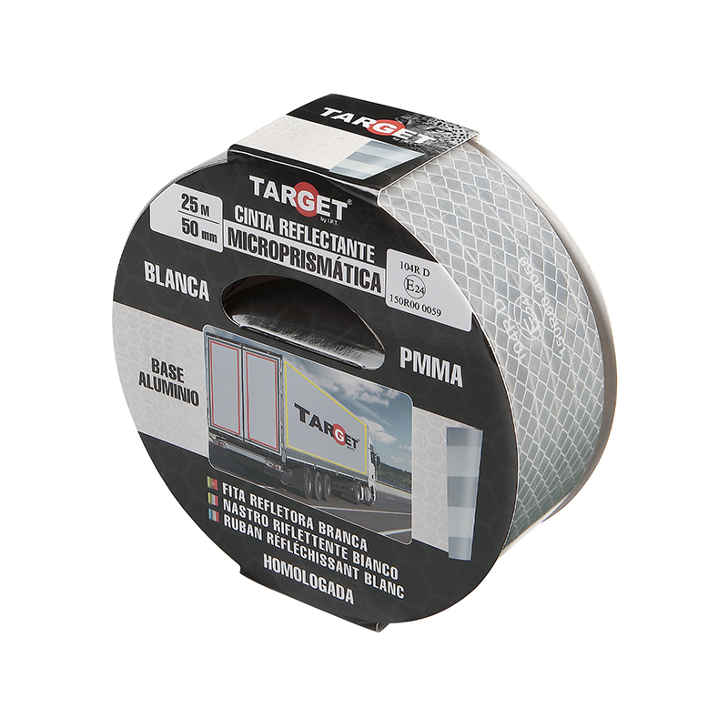 Cinta reflectante homologada para camiones reforzada con base de aluminio blanca
