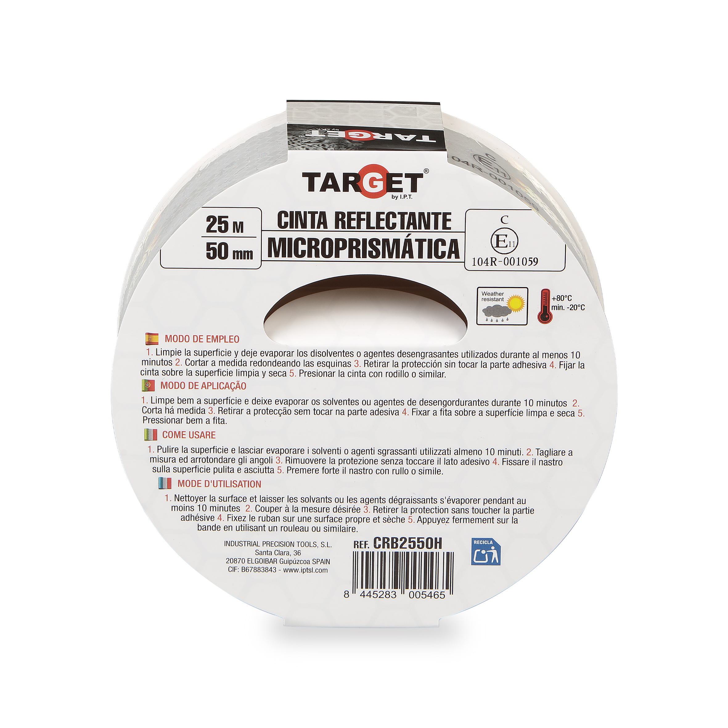 CINTA REFLECTANTE BLANCA 25MX50mm HOMOLOGADA