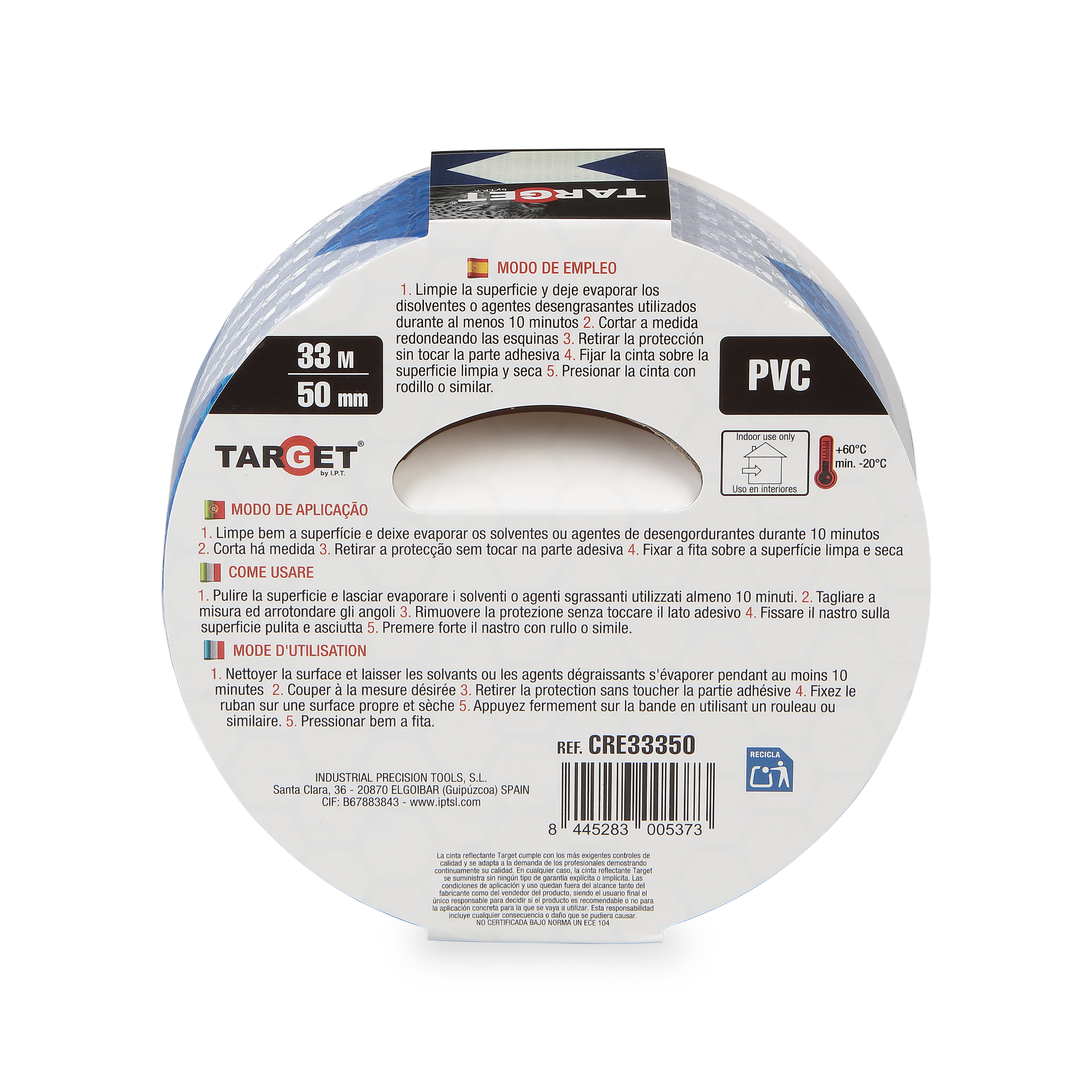 CINTA REFLECT.PATRON FLECHA AZUL/BLANCA