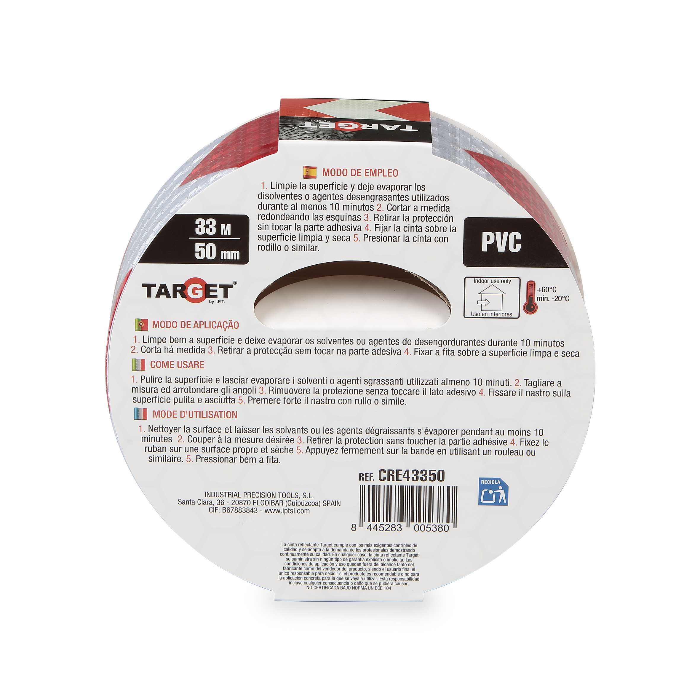 CINTA REFLECT.PATRON FLECHA ROJA/BLANCA