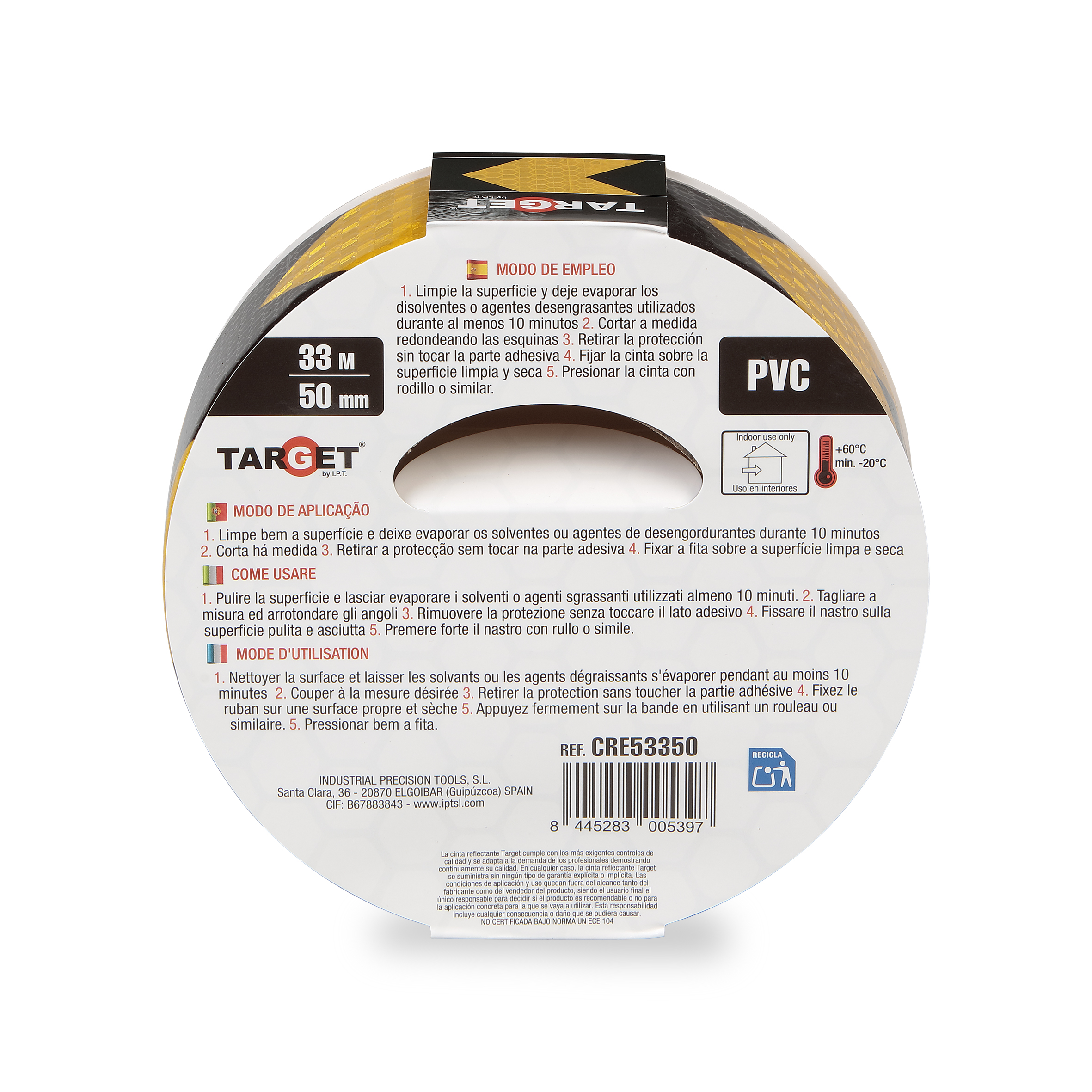 CINTA REFLECT.PATRON FLECHA AMARILLA/NEG