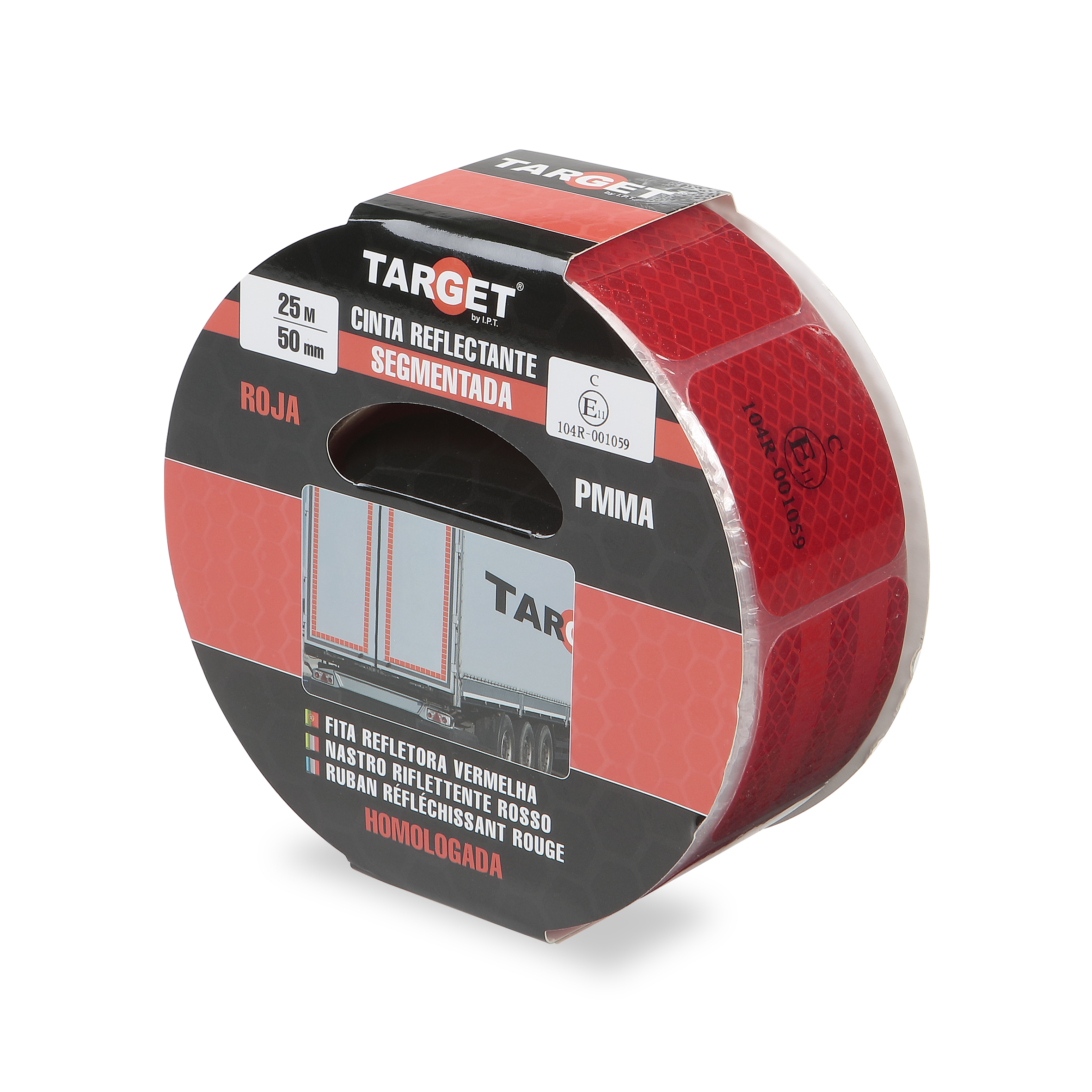 CINTA REFLEC.SEGMENTADA ROJA 25MX50mm HOMOLOGADA