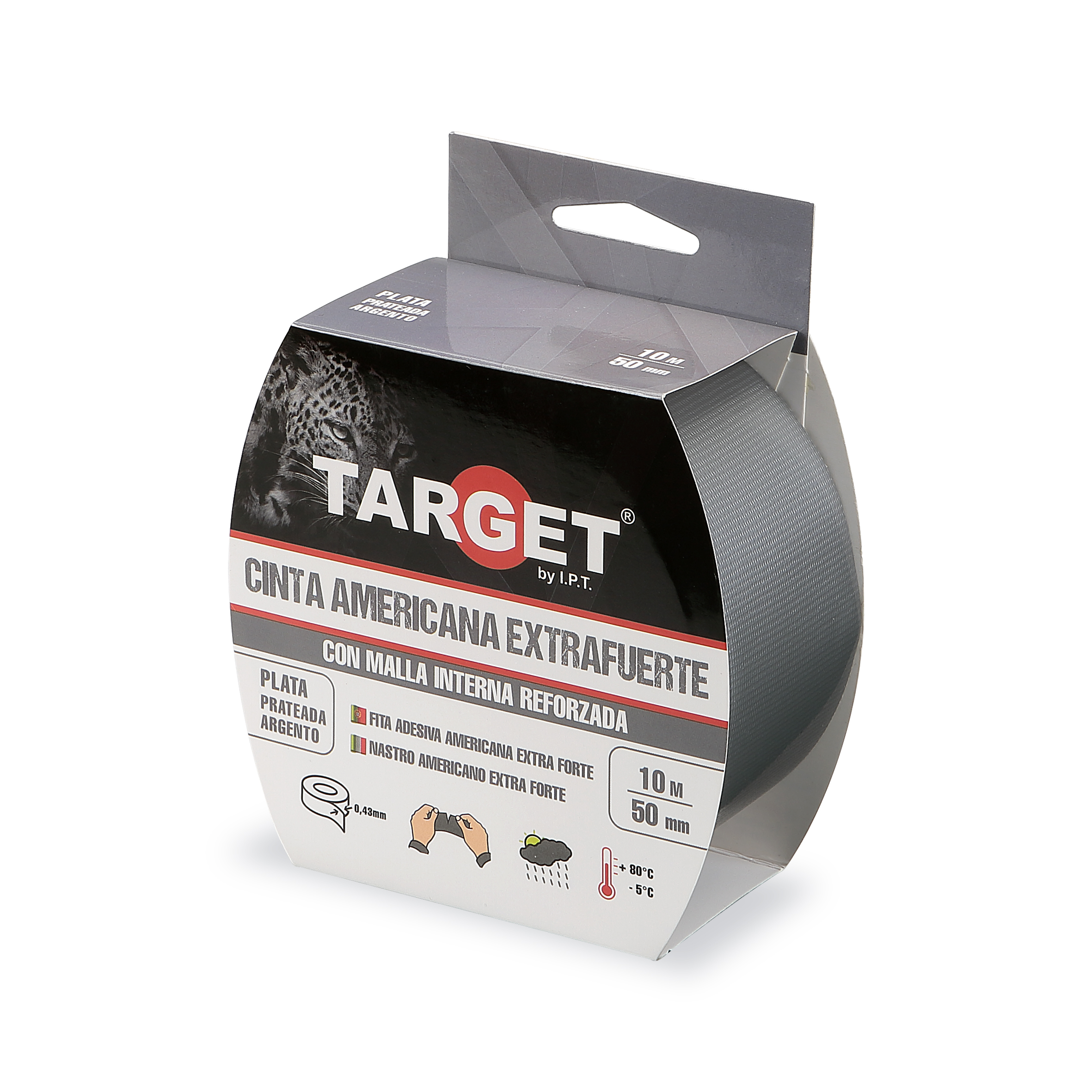 CINTA AMERICANA TARGET PLATA 10M X 50mm
