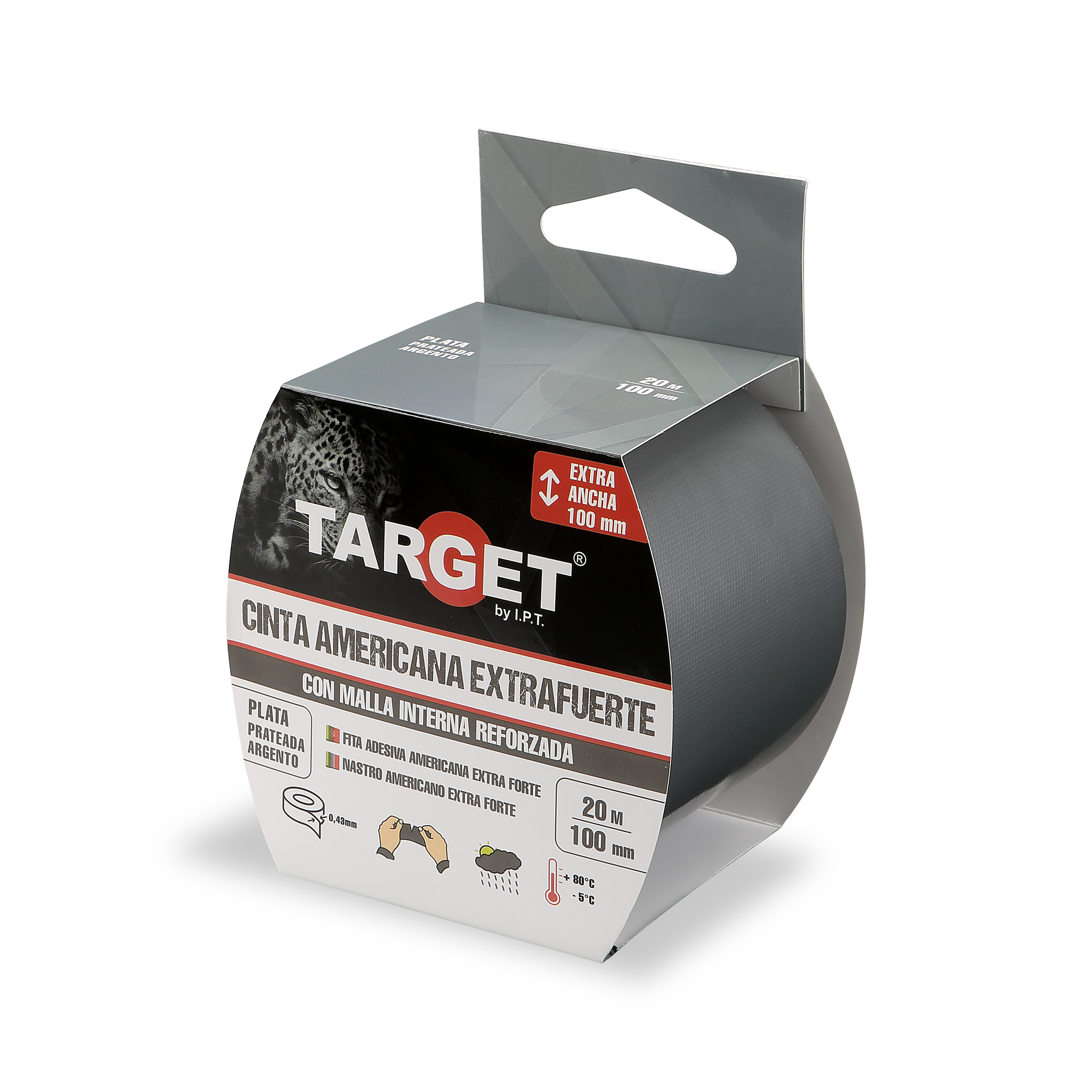 CINTA AMERICANA TARGET PLATA (EXTRA-ANCHA) 20M X 100mm