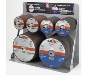 EXPOSITOR DISCOS ABRASIVOS CORTE ACERO / HIERRO / INOXIDABLE