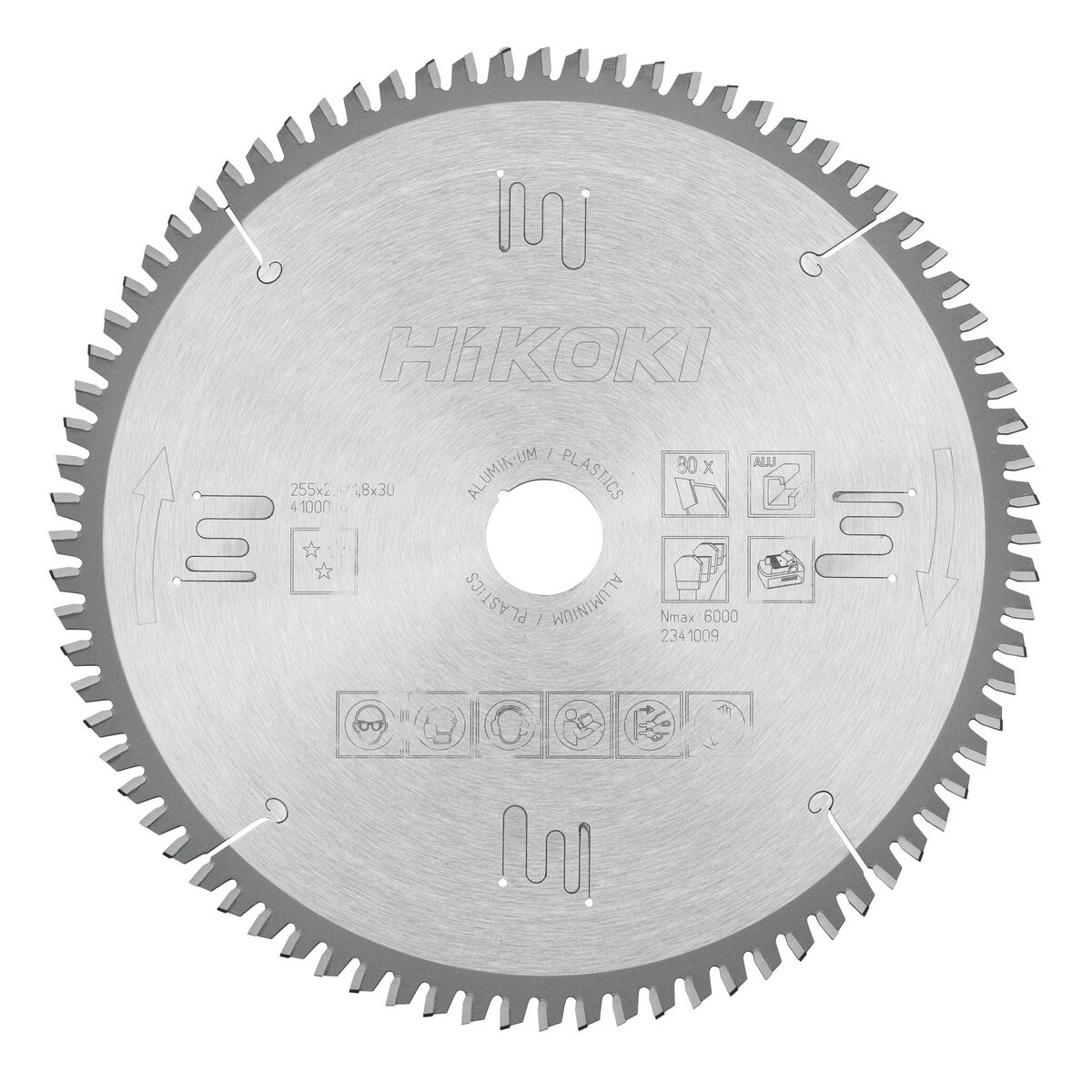 Hoja de sierra TCT laminados aluminio 255x30 Z80 diente trapezoidal / plano