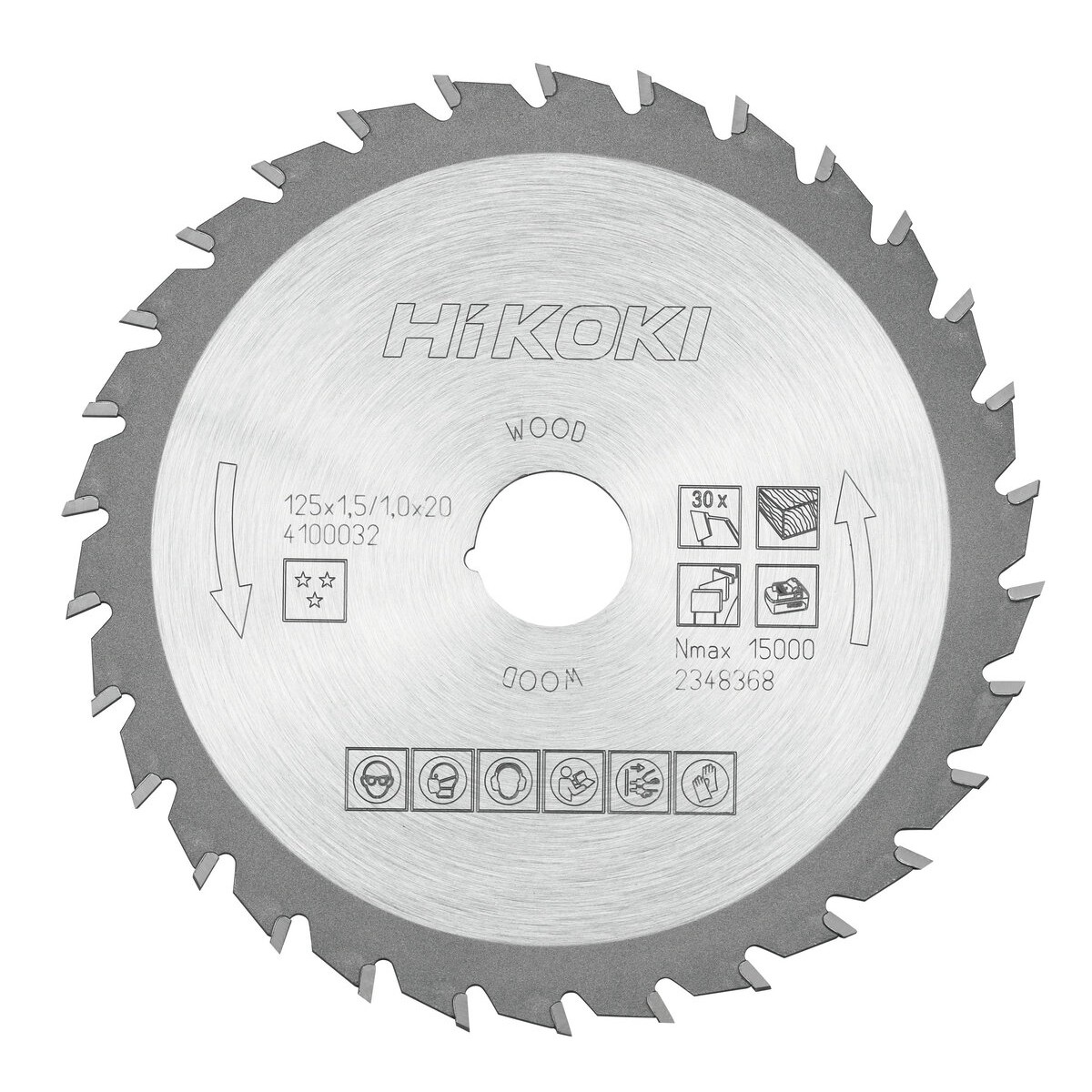 Hoja de sierra TCT madera 125x20 Z30 diente alterno / plano