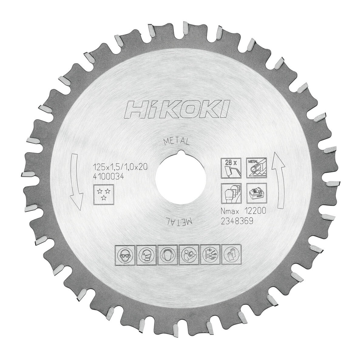 Hoja de sierra TCT acero 125x20 Z28 diente trapezoidal / plano
