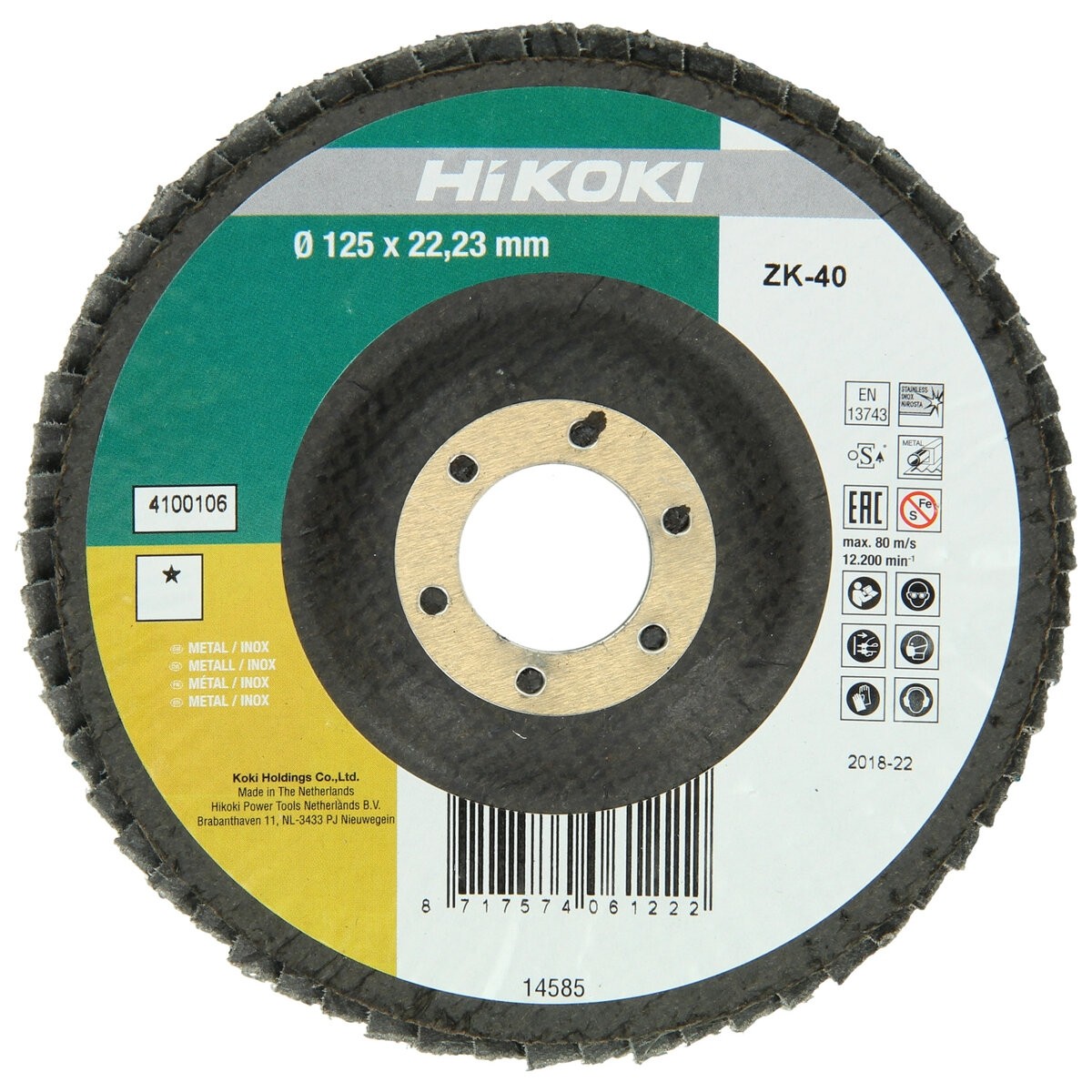 Disco abrasivo de lámina 125 mm, ZK 80, HSP, cóncavo