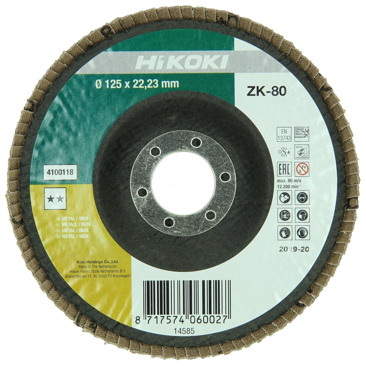 Disco abrasivo de lámina 115 mm, ZK 80, cóncavo