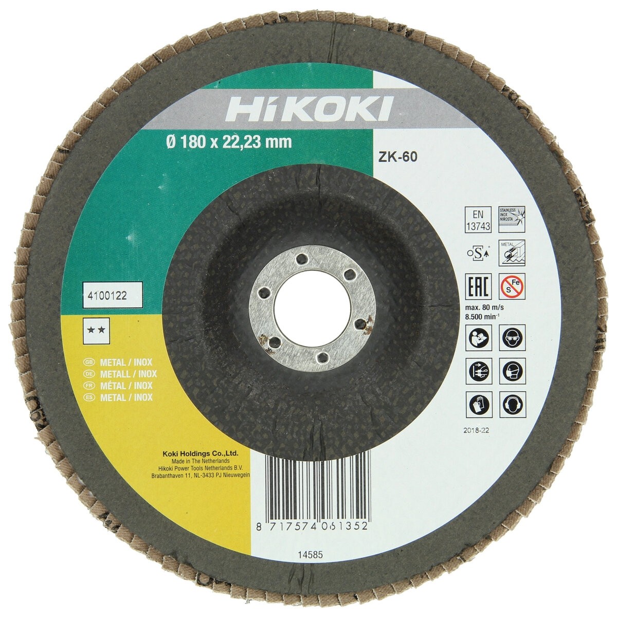 Disco abrasivo de lámina 180 mm, ZK 60, cóncavo