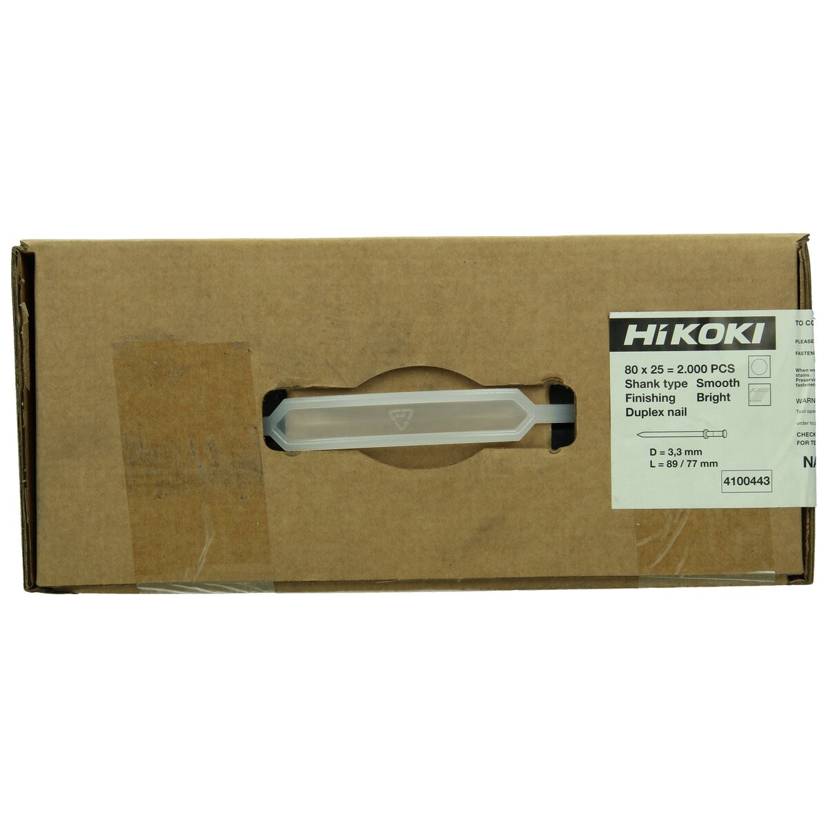 2000 clavos Dúplex 21° cabeza redonda completa 3,3 x 77/89 mm, caña lisa, brillo