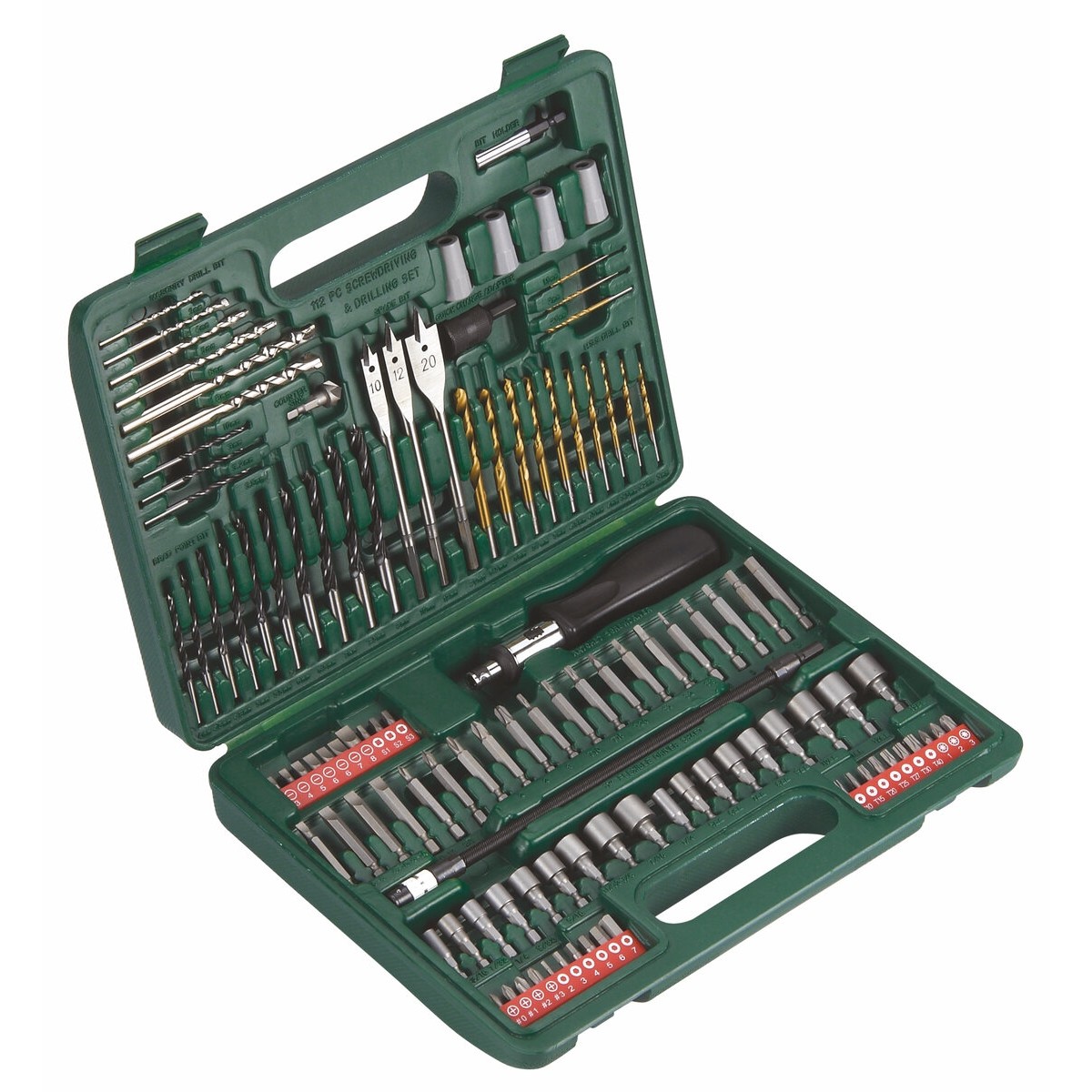 Juego de brocas y taladros, 112 piezas