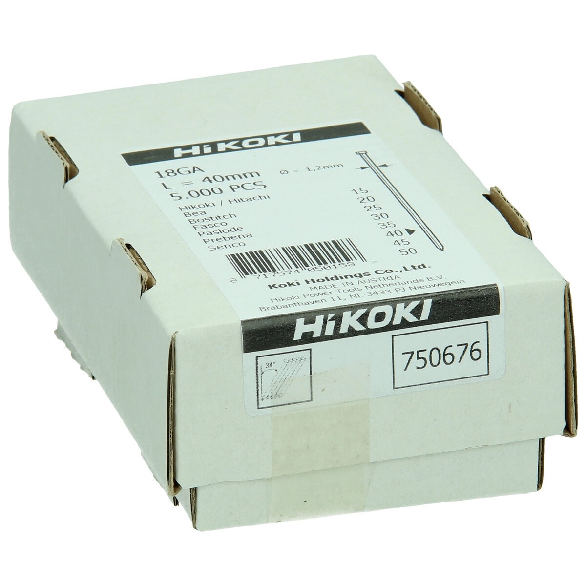 5000 clavos de cabeza plana calibre 18 1,2 x 40 mm, recto, electrogalvanizado