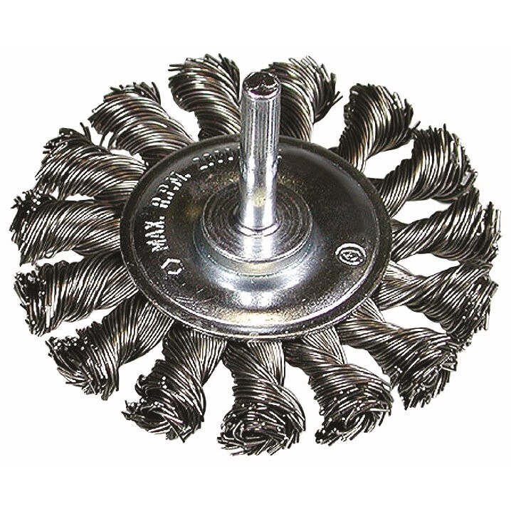 Cepillo redondo 75x0,3 mm/ 6 mm, alambre de acero, trenzado