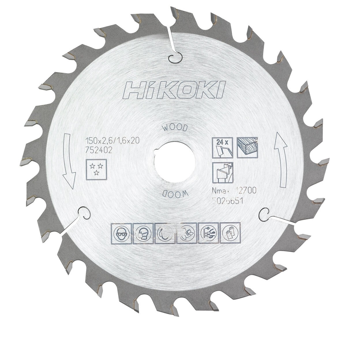Hoja de sierra TCT madera 150x20/16xZ24 dientes alternos