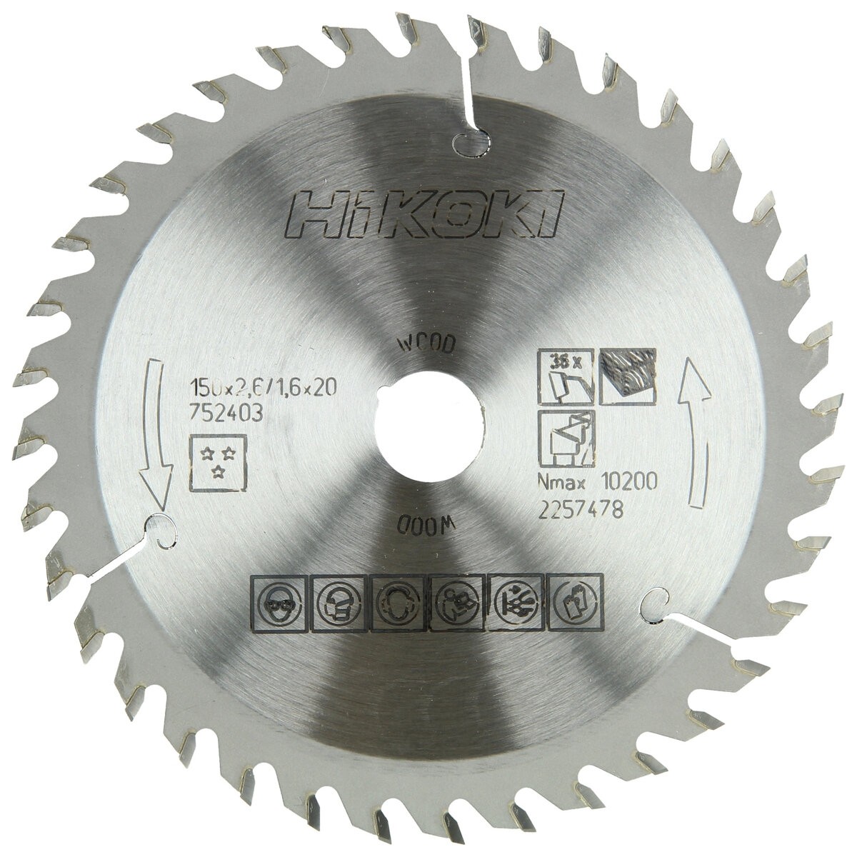 Hoja de sierra TCT madera150x20/16xZ36 dientes alternos