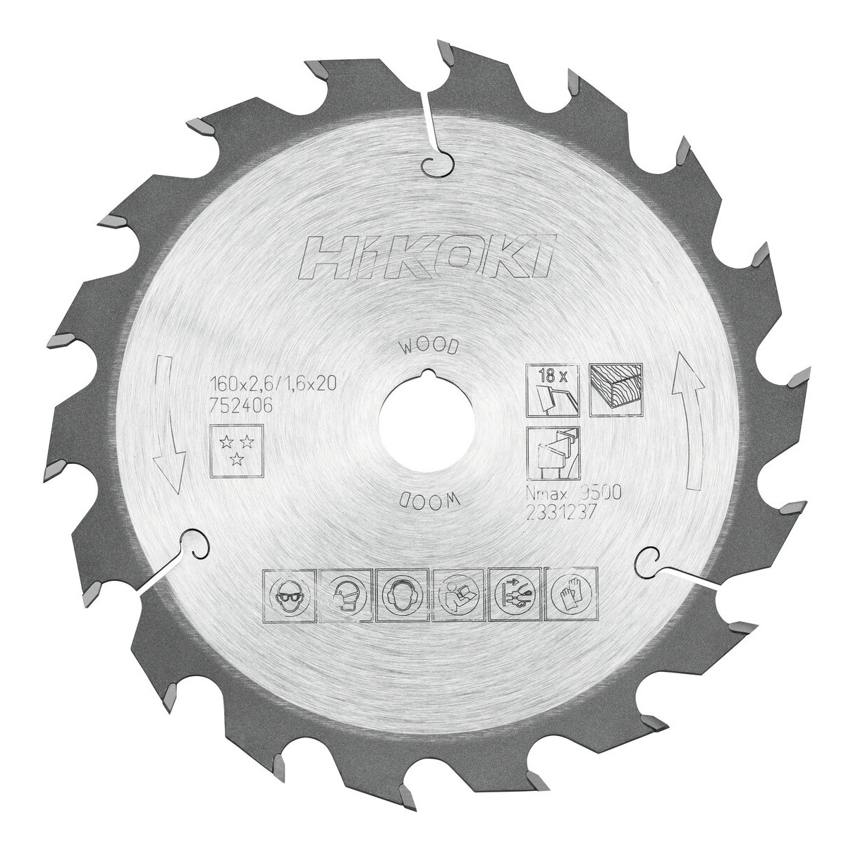 Hoja de sierra TCT madera 160x20/16xZ18 dientes alternos