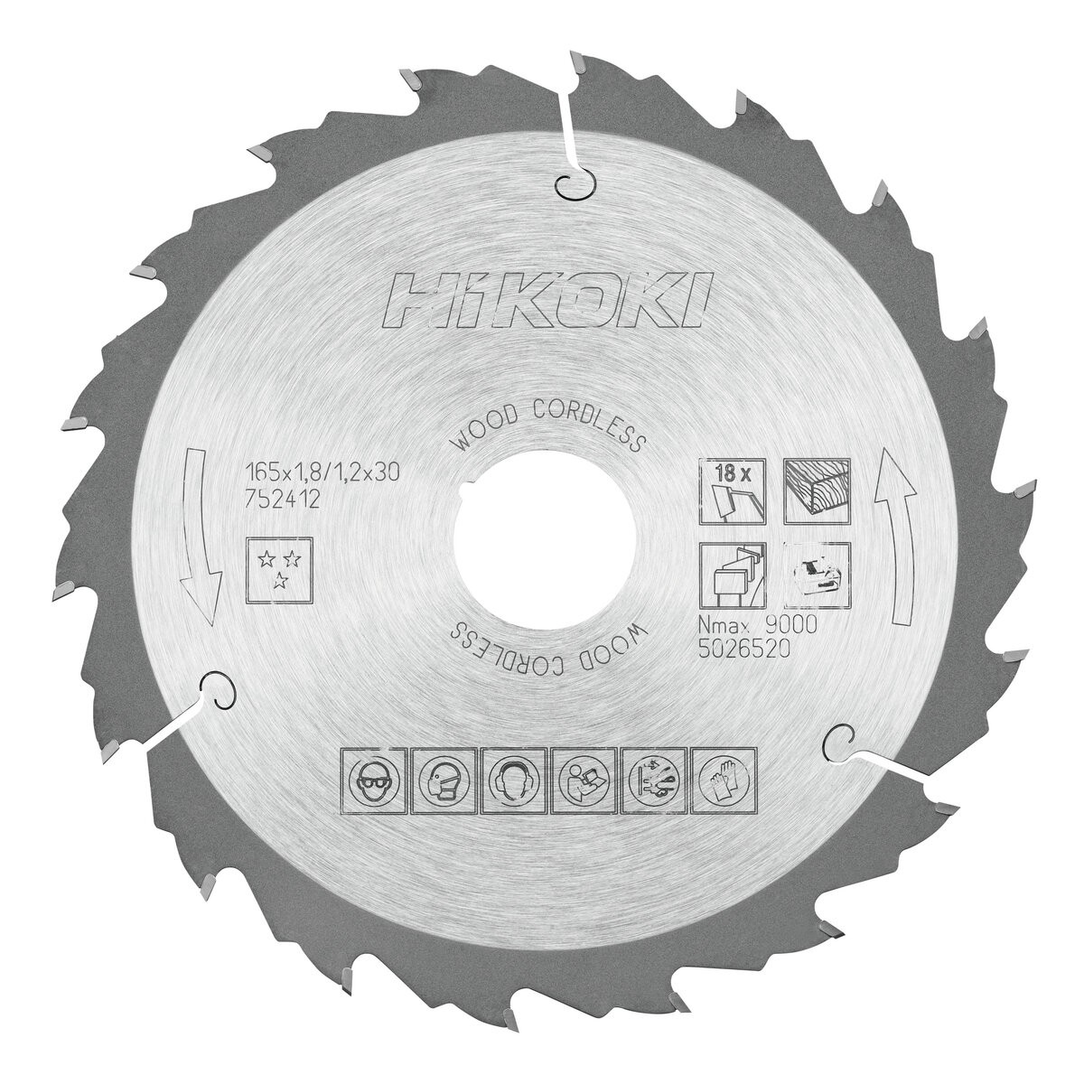 Hoja de sierra TCT madera 165x30/20 Z18 diente alterno / plano