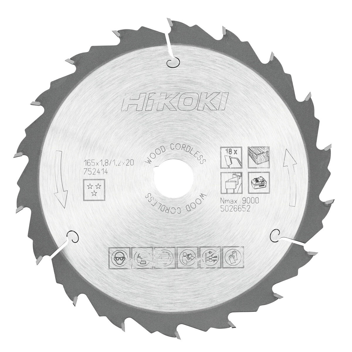 Hoja de sierra TCT madera 165x20 Z18 diente alterno / plano