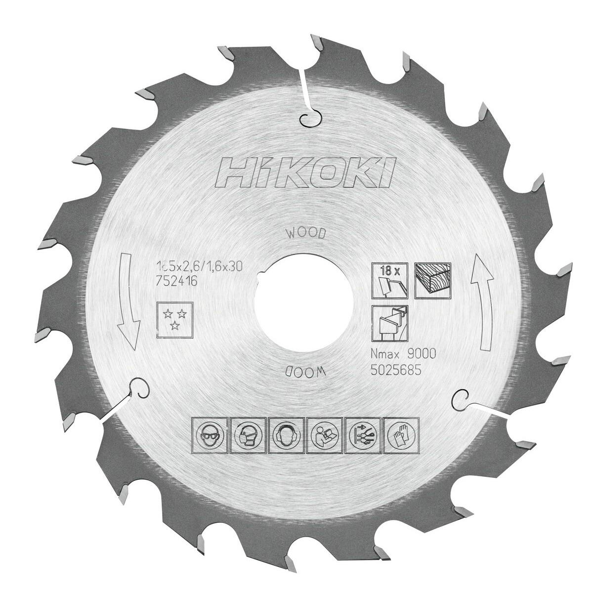 Hoja de sierra TCT madera 165x30/20 Z18 diente alterno
