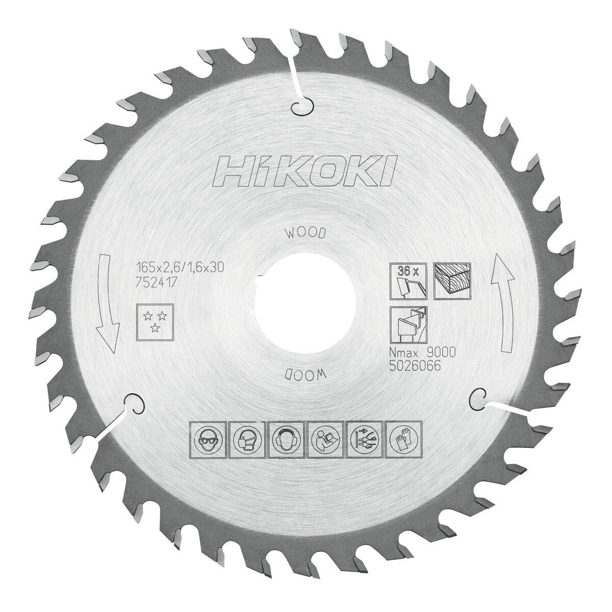 Hoja de sierra TCT madera 165x30/20 Z36 diente alterno