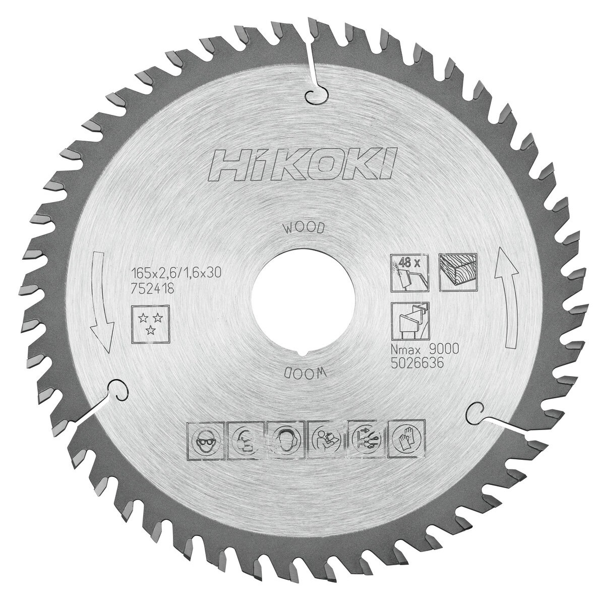 Hoja de sierra TCT madera 165x30/20xZ48 diente alterno