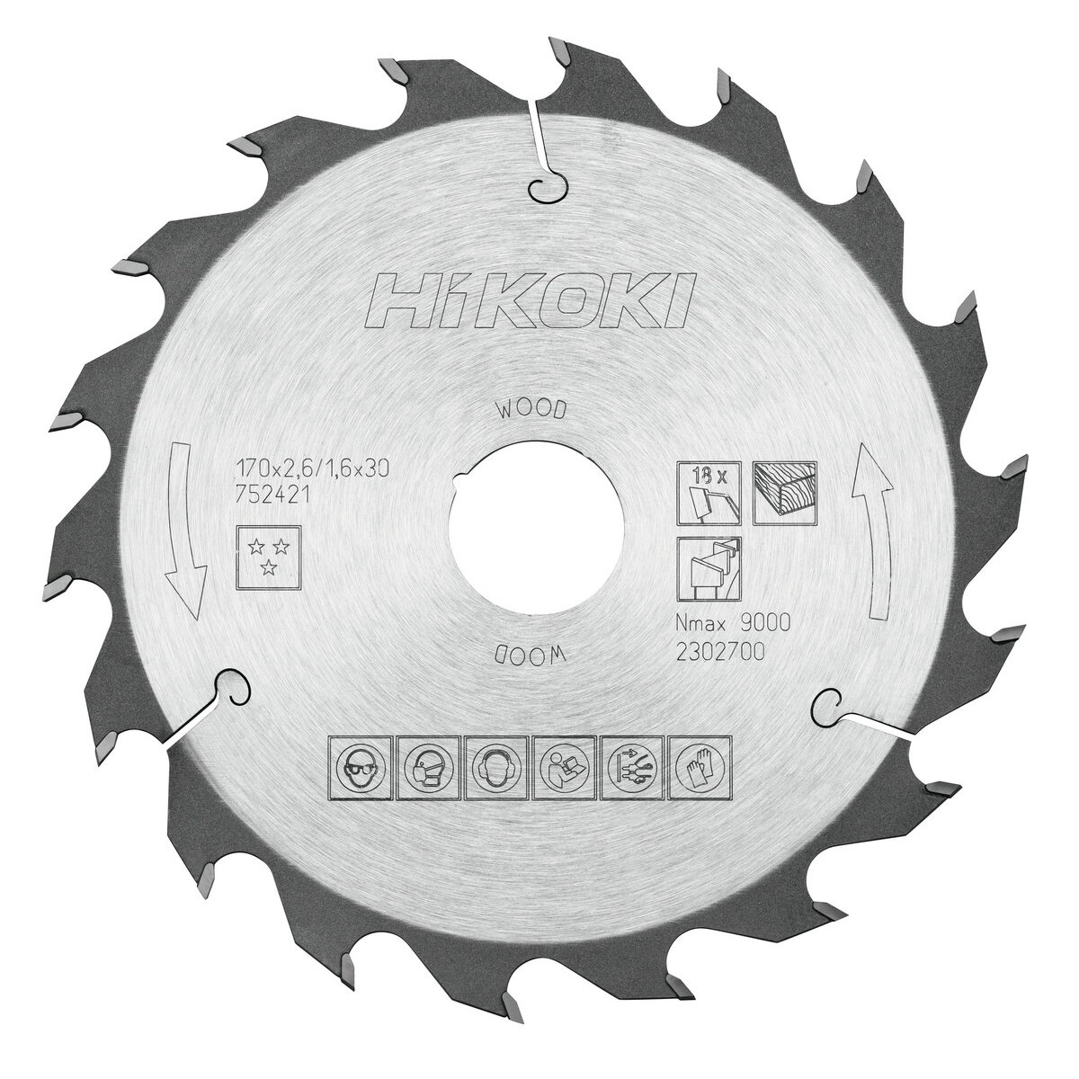 Hoja de sierra TCT madera 170x30/20xZ18 diente alterno
