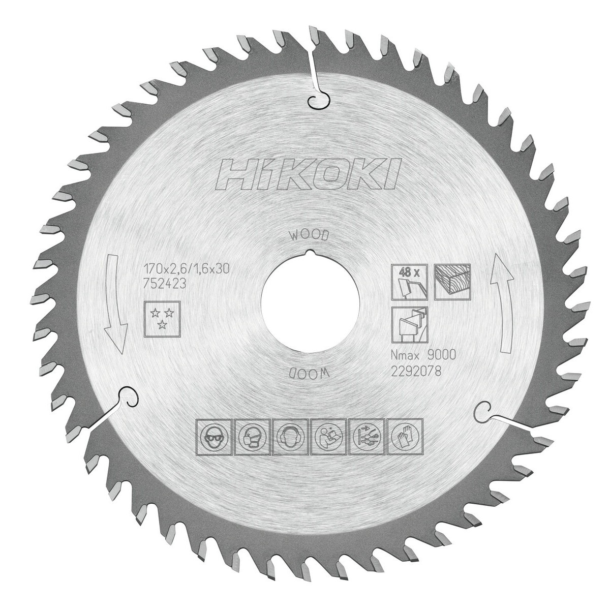 Hoja de sierra TCT madera 170x30/20xZ48 diente alterno