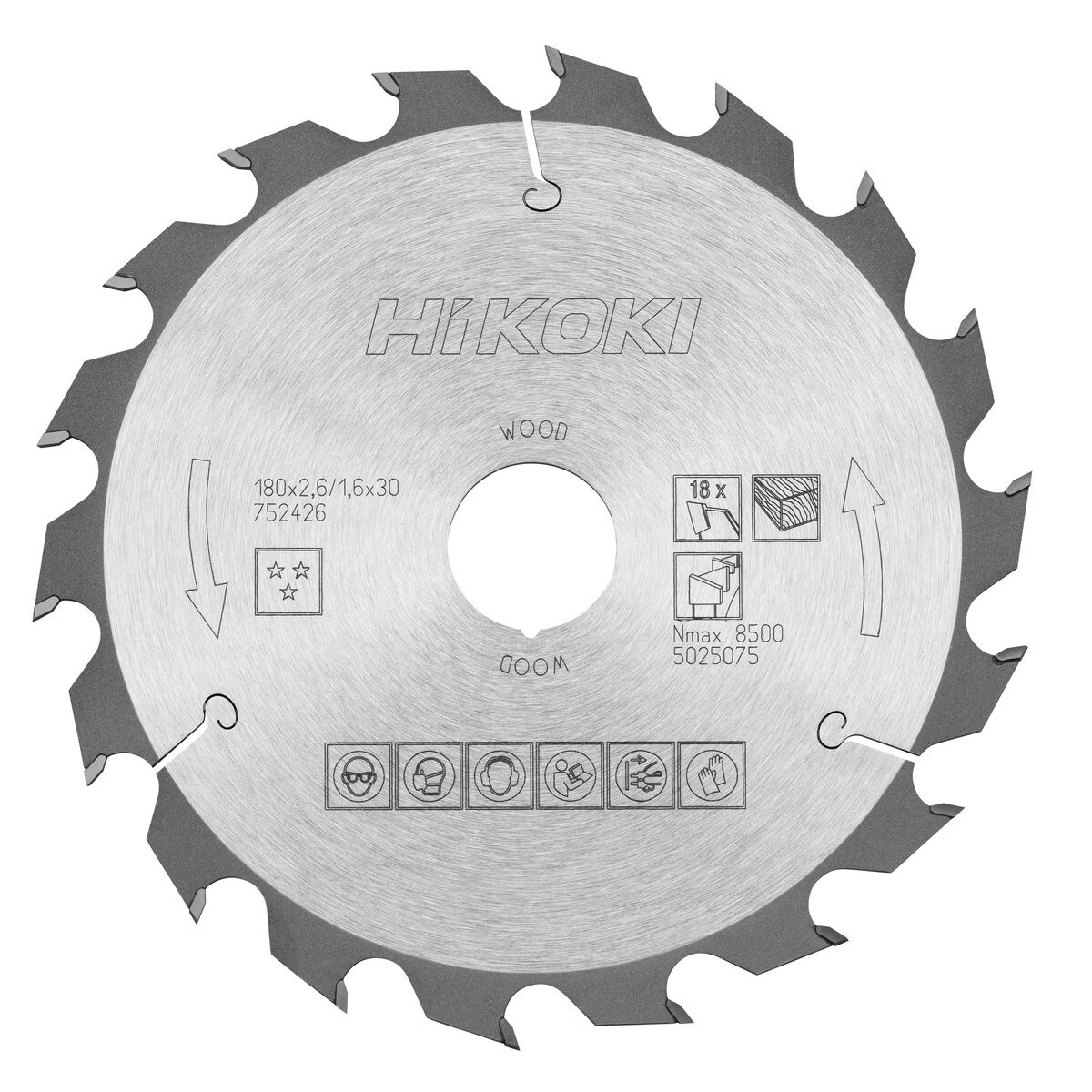 Hoja de sierra TCT madera 180x30/20xZ18 diente alterno