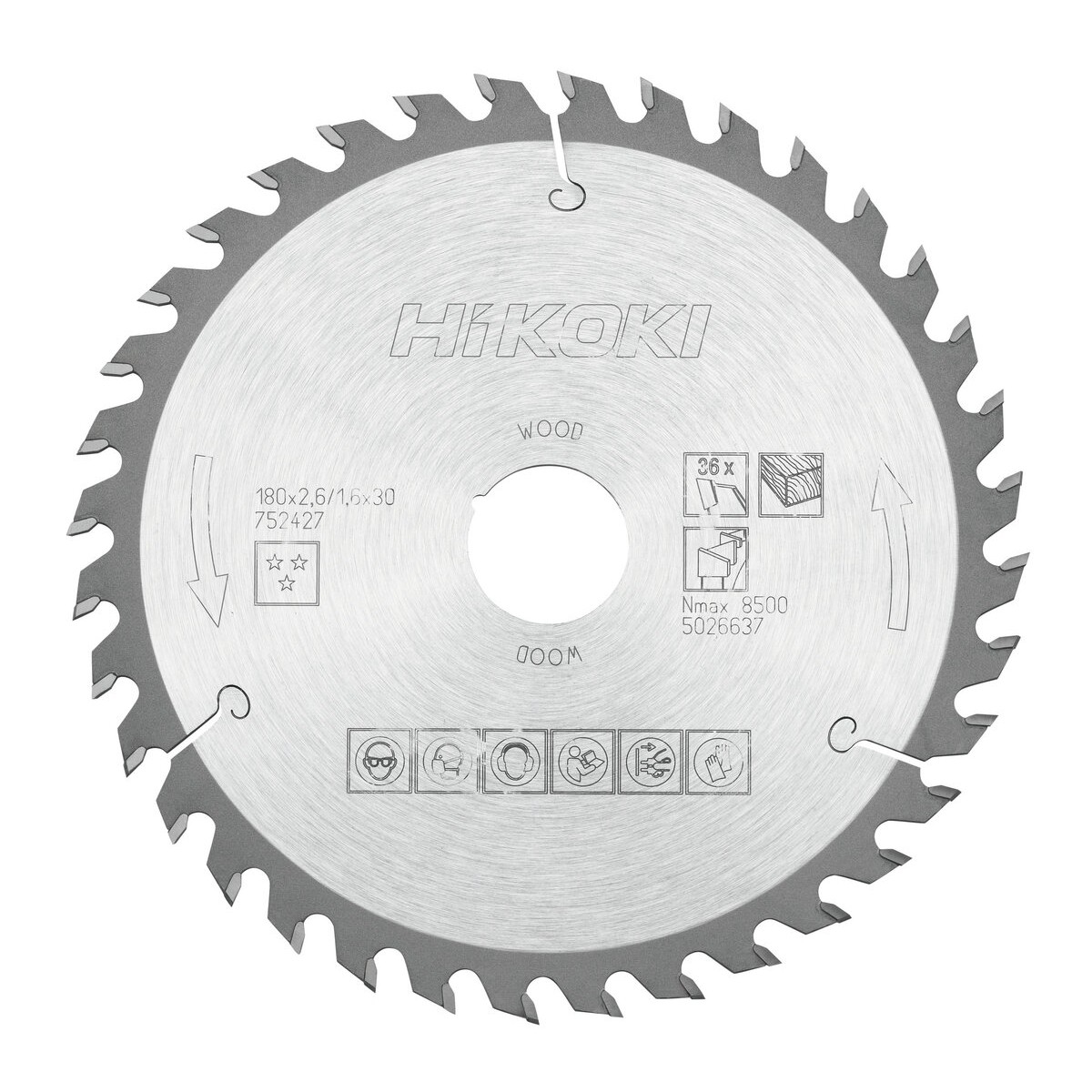 Hoja de sierra TCT madera 180x30/20 Z36 diente alterno