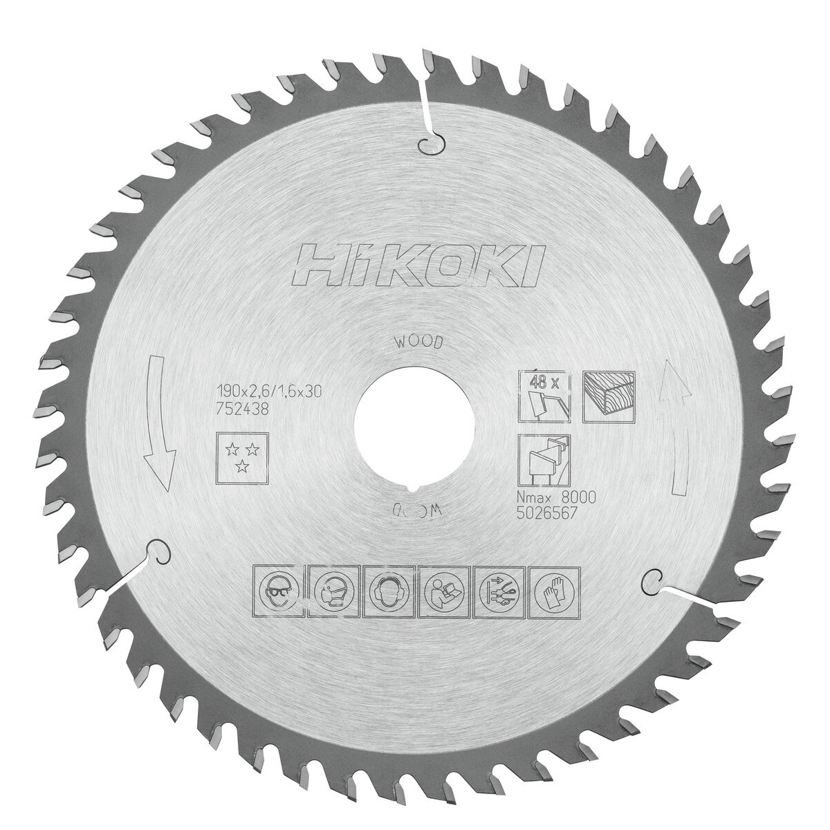 Hoja de sierra TCT madera 190x30xZ48 dientes alternos