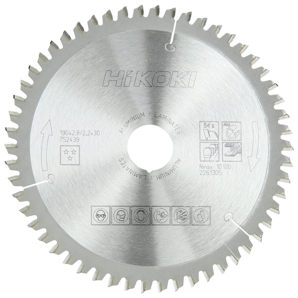 Hoja de sierra TCT laminados aluminio 190x30 z54 diente trapezoidal / plano