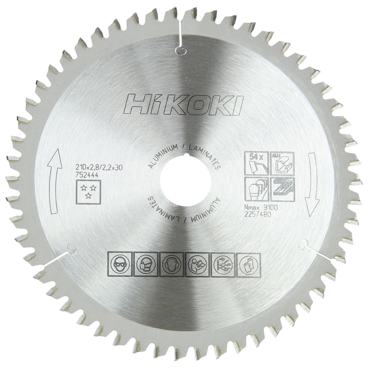 Hoja de sierra TCT laminados aluminio 210x30 z54 diente trapezoidal / plano